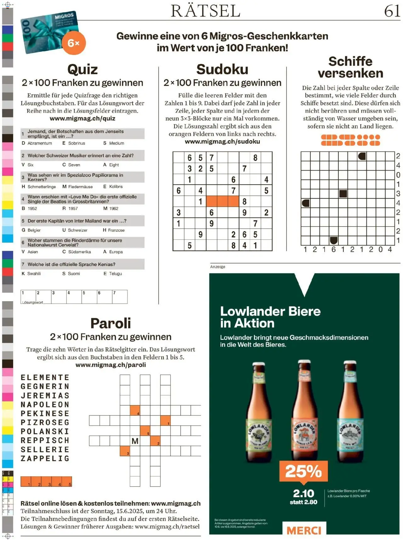 Migros Magazin ab 10.06.2025 | Seite: 61 | Produkte: Orangen, Wasser, Sehen