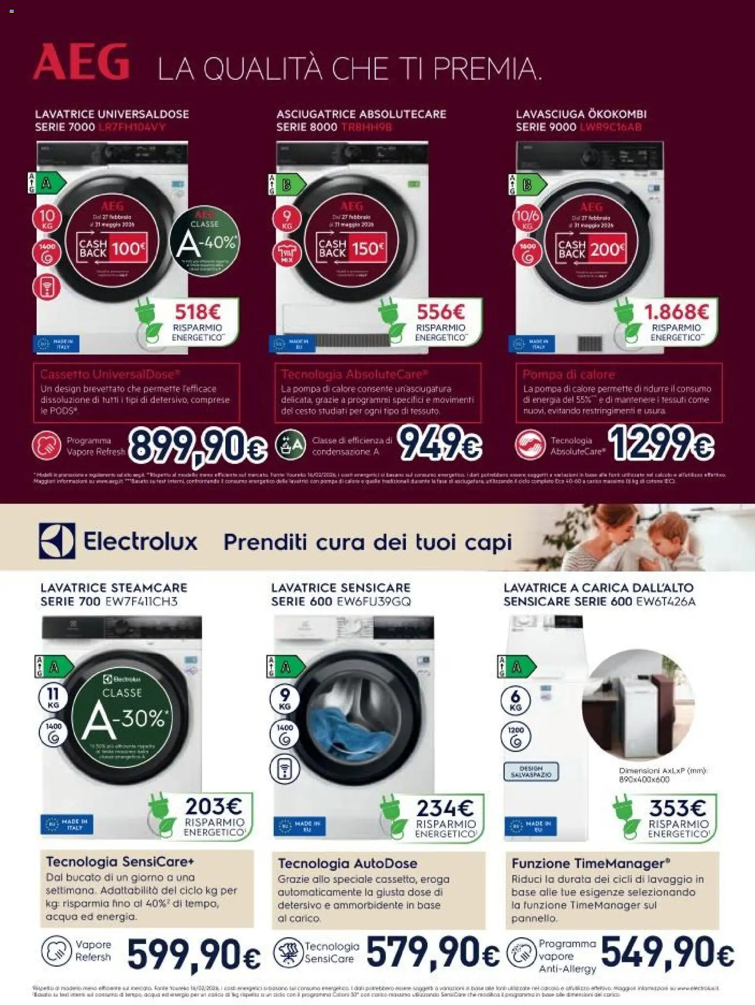 Volantino Unieuro del 20.03.2026 | Pagina: 47 | Prodotti: Ammorbidente, Lavasciuga, Lavatrice, Asciugatrice