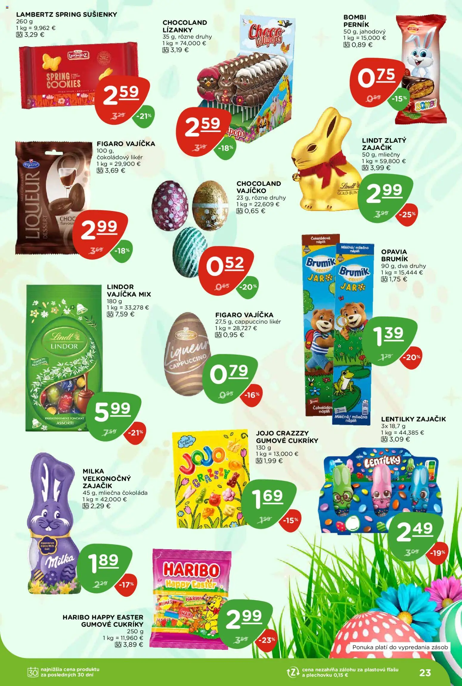 Nové Terno akcie – leták je platný od 26.03.2026 | Strana: 23 | Produkty: Lindor, Lindt, Čokoláda, Cukríky