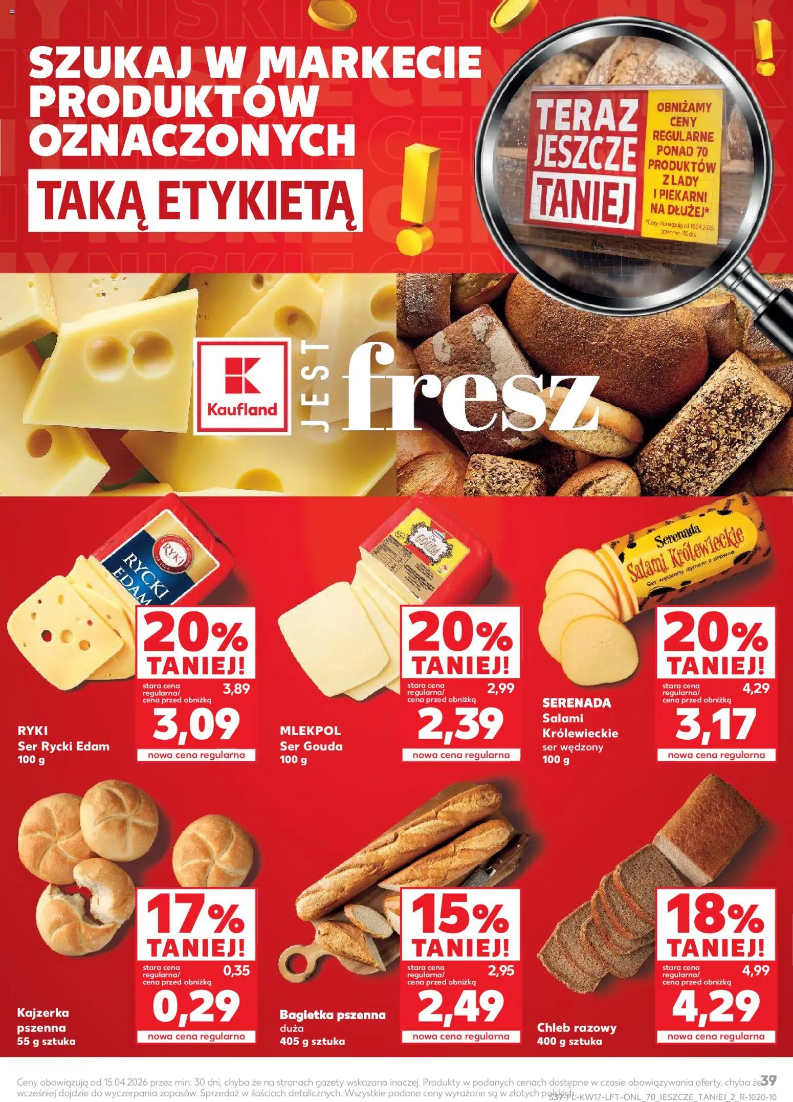 Kaufland gazetka od 23.04.2026 | Strona: 39 | Produkty: Bagietka, Ser, Chleb, Salami