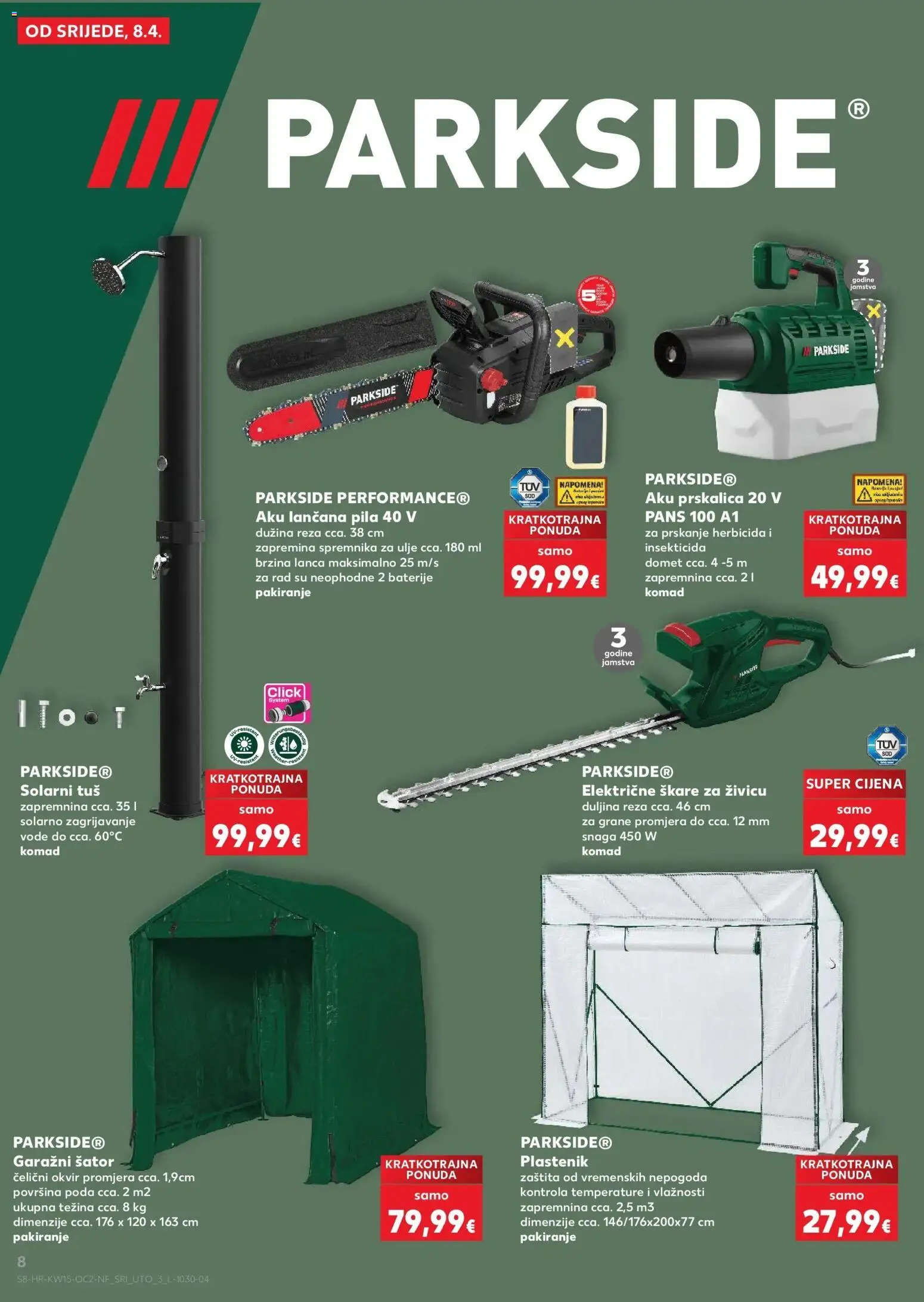 Kaufland katalog | vrijedi od 08.04.2026 | Stranica: 8 | Proizvodi: Tuš, Škare, Pila, Parkside