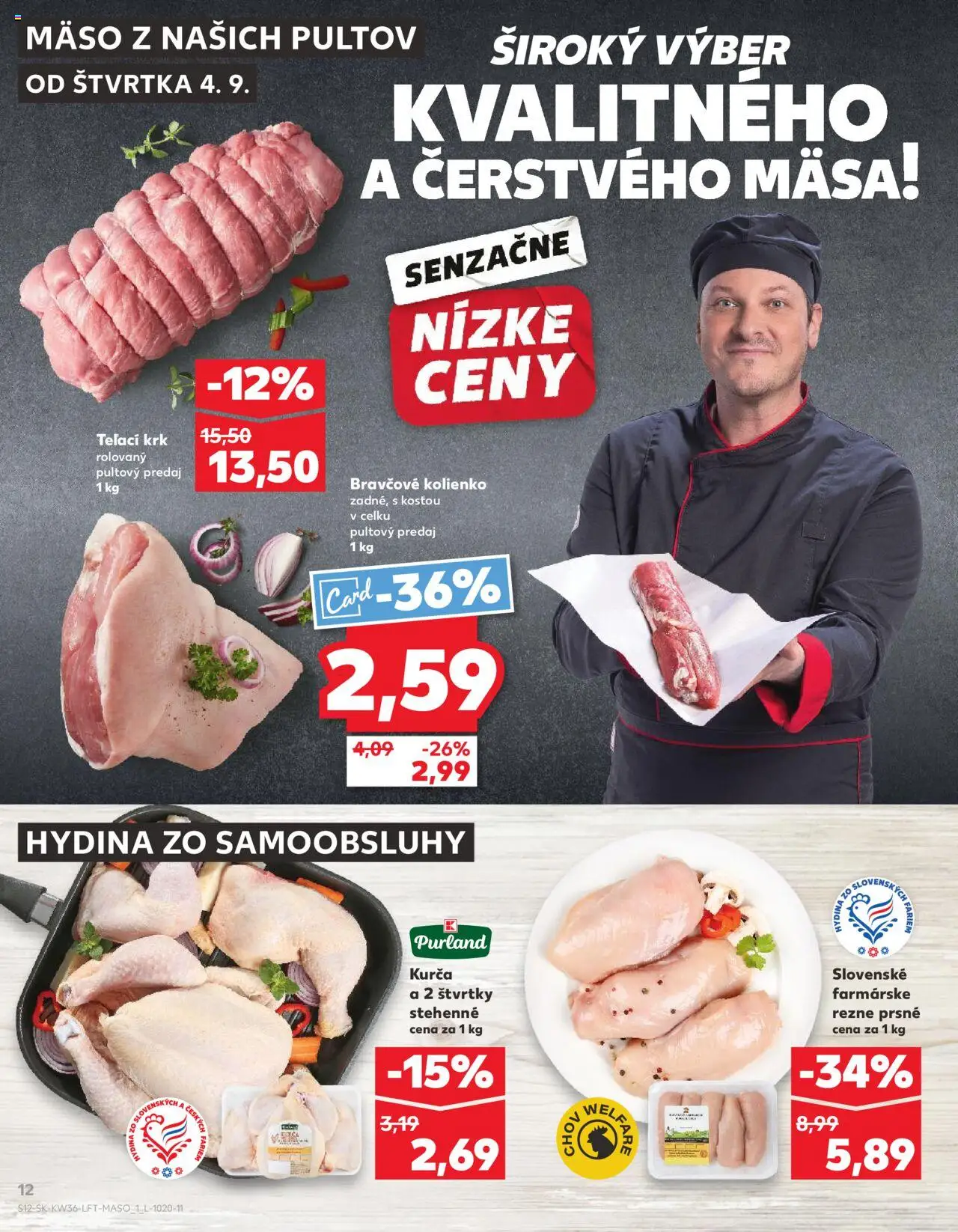 Nové Kaufland akcie – leták je platný od 04.09.2025 | Strana: 12 | Produkty: Kurča