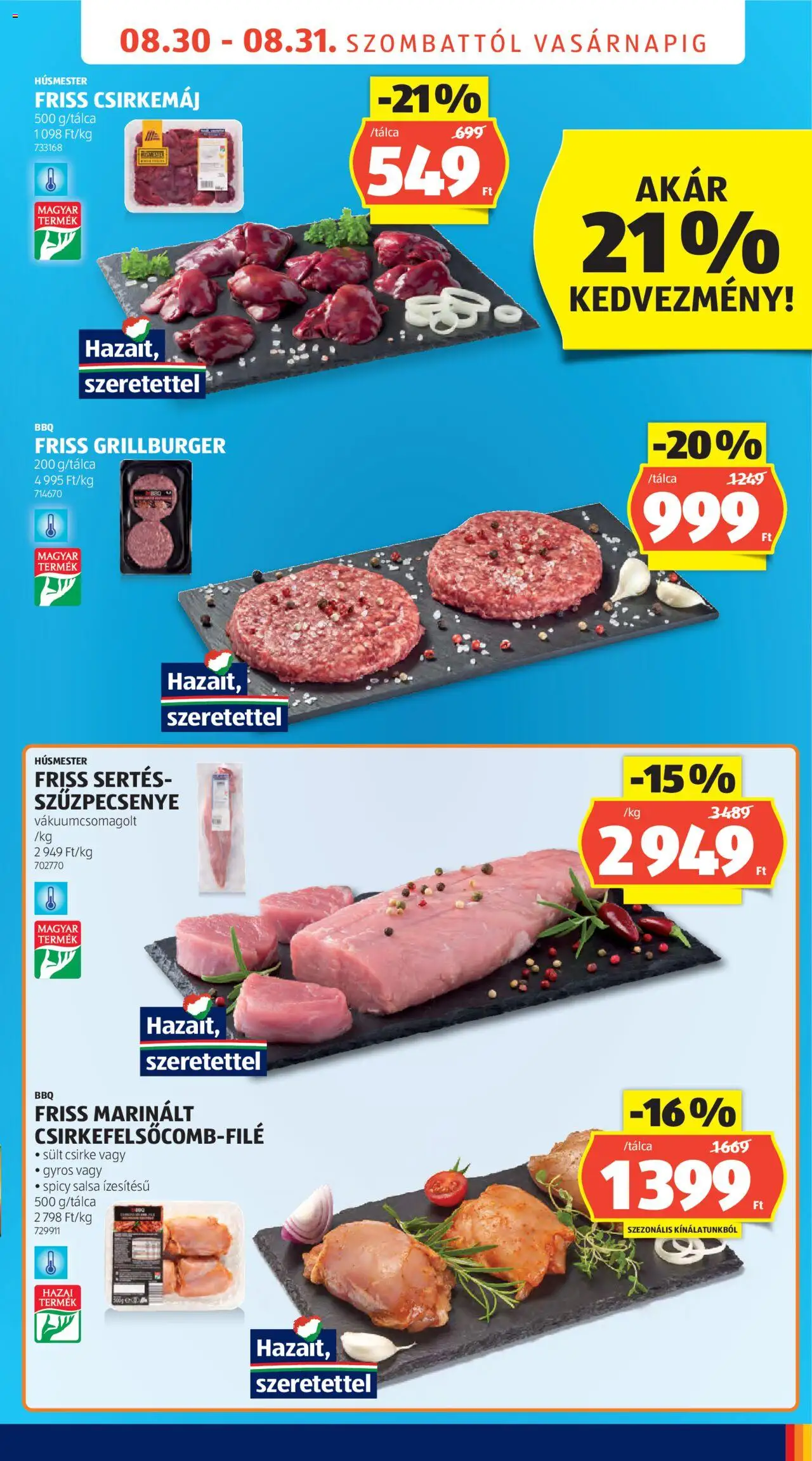 Aldi akciós ujság - amely érvényes a következő dátumtól: 30.08.2025 | Oldal: 3 | Termékek: Csirkemáj, Szűzpecsenye