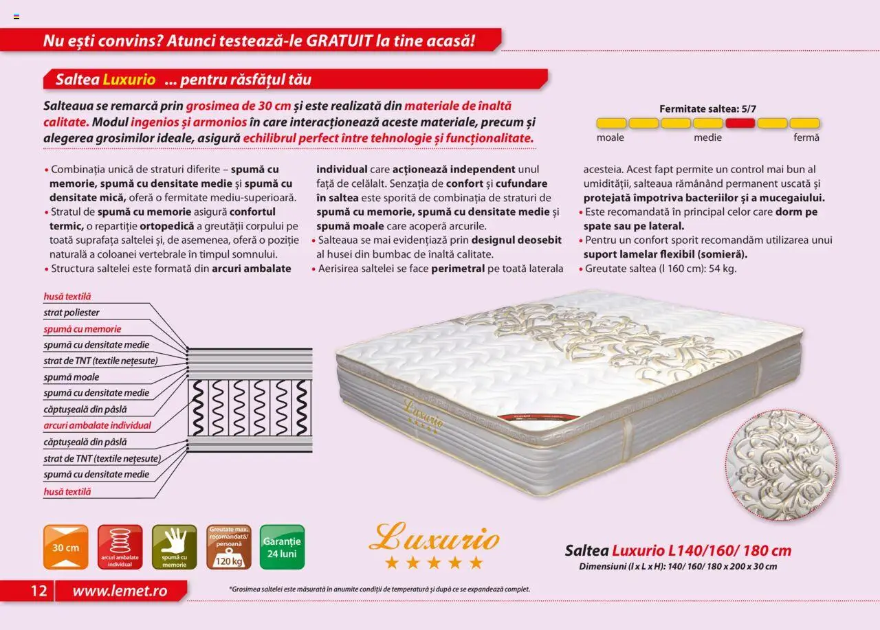 Lem’s catalog - Saltele – valabil de la 17.11.2023 | Pagină: 12 | Produse: Memorie, Saltea