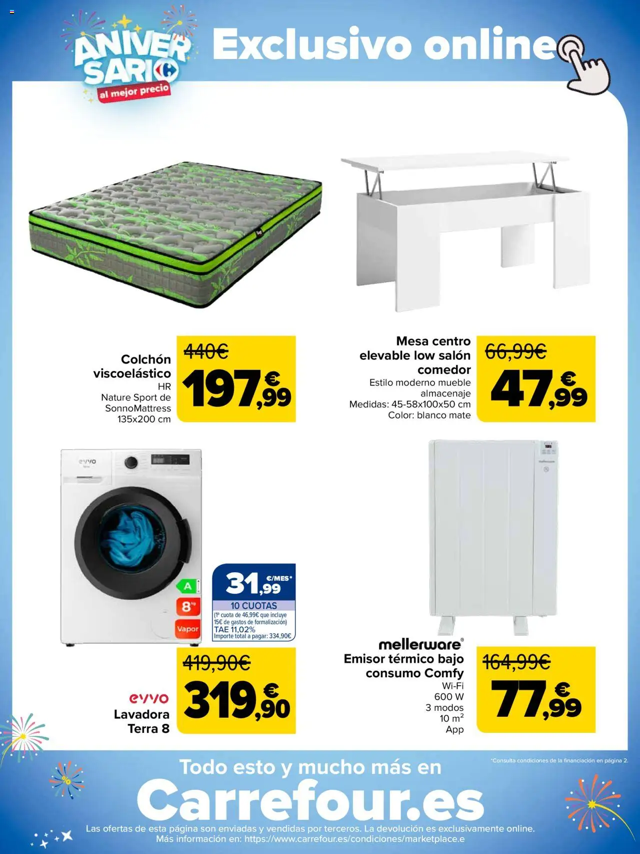 Carrefour - Super chollos │ válido desde el 07.10.2025 | Página: 20 | Productos: Colchon, Lavadora, Almacenaje, Mesa
