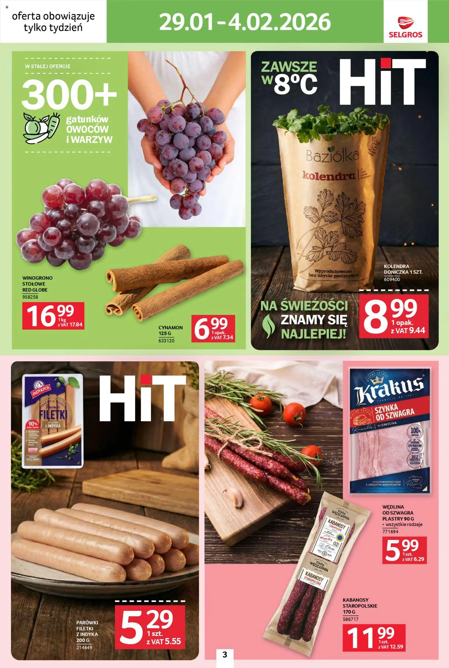 Selgros cash&carry Gazetka - Jeszcze więcej super promocji od 29.01.2026 | Strona: 3 | Produkty: Cynamon, Winogrono, Kabanosy, Szynka
