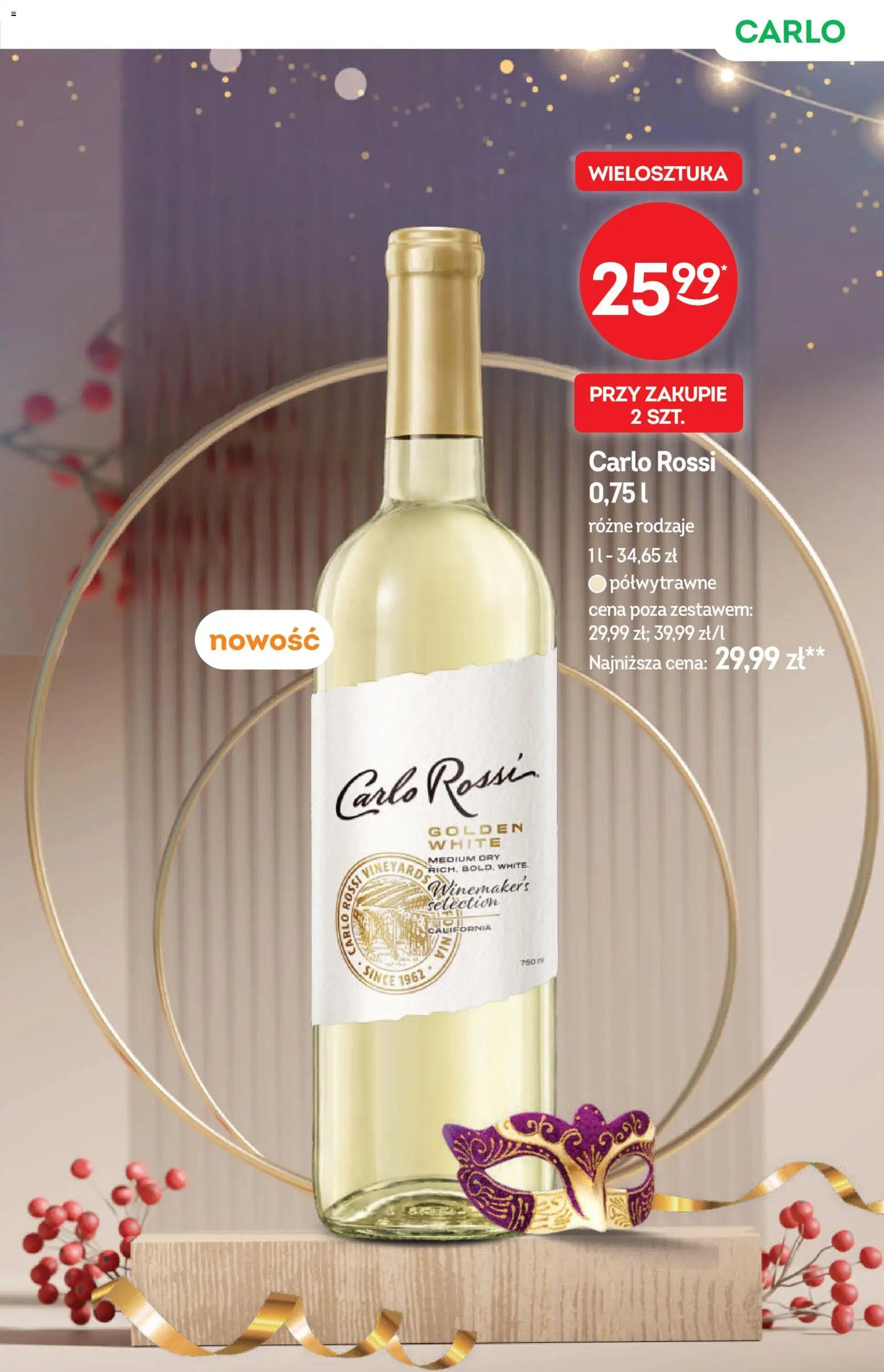 Żabka Gazetka - Katalog win od 21.01.2026 | Strona: 19 | Produkty: Carlo Rossi