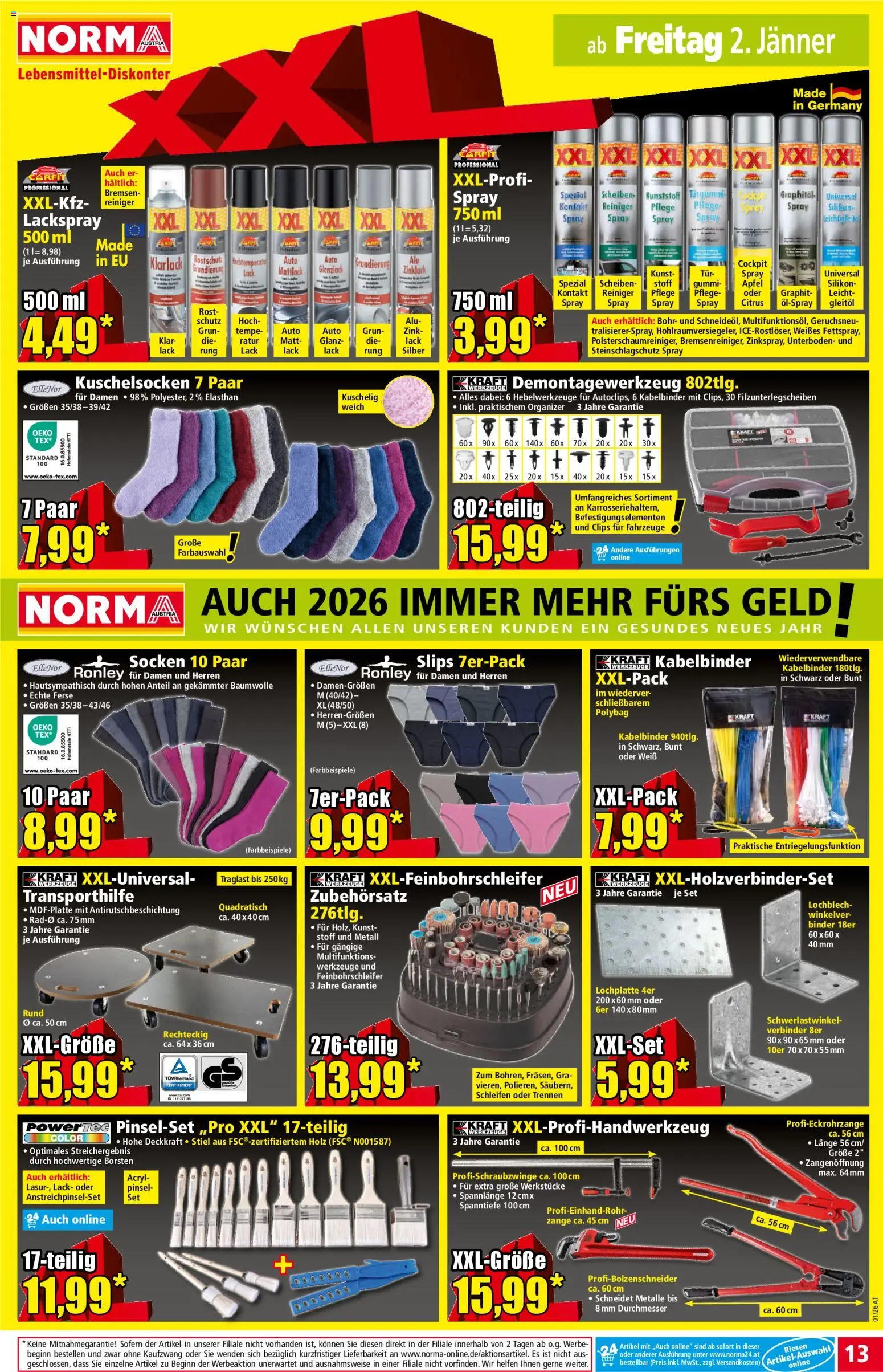 Norma Flugblatt gültig ab 29.12.2025 | Seite: 13 | Produkte: Socken, Verbinder, Pinsel, Äpfel