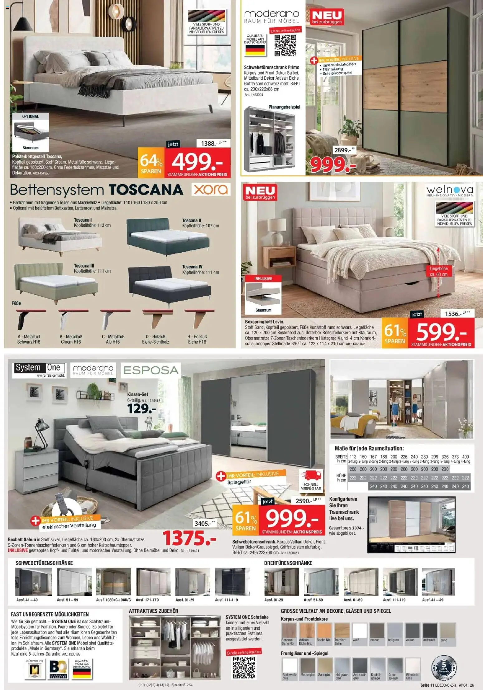 Zurbrüggen Best Deals Jetzt richtig sparen – gültig ab 28.03.2026 | Seite: 11 | Produkte: Matratze, Schwebetürenschrank, Boxspringbett, Spiegel