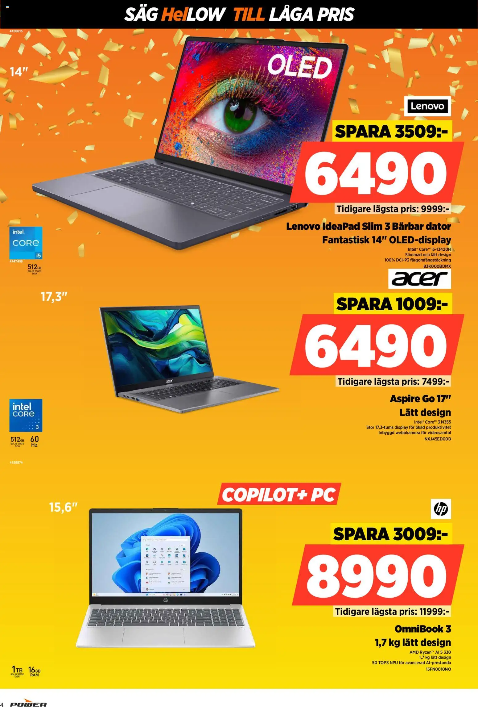 Power reklamblad aktuell från 23.01.2026 | Sida: 4 | Produkter: Såg, Tops, Dator, Webbkamera