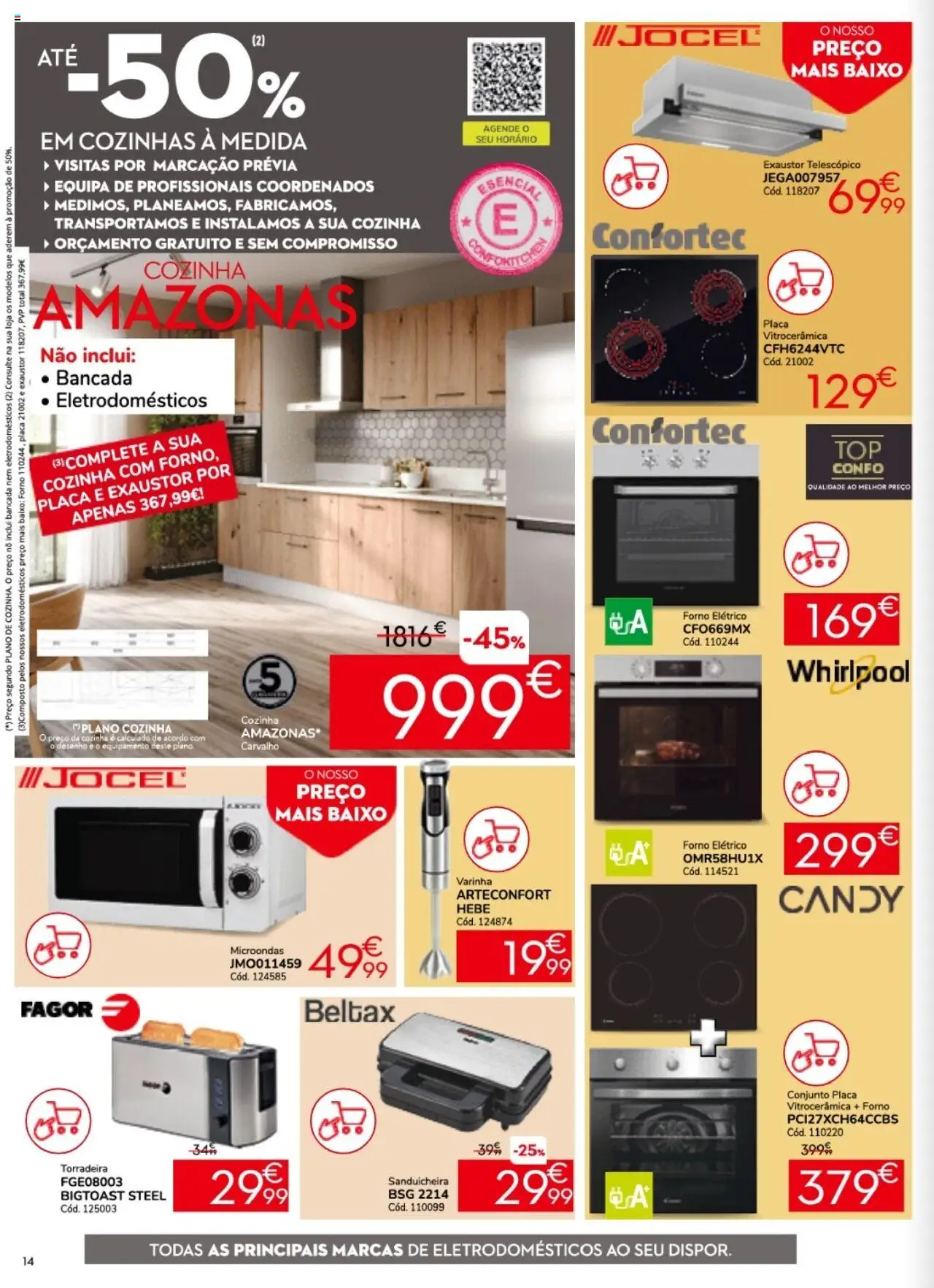 Conforama folheto │ válido de 25.09.2025 | Página: 14 | Produtos: Exaustor, Torradeira, Bancada, Microondas