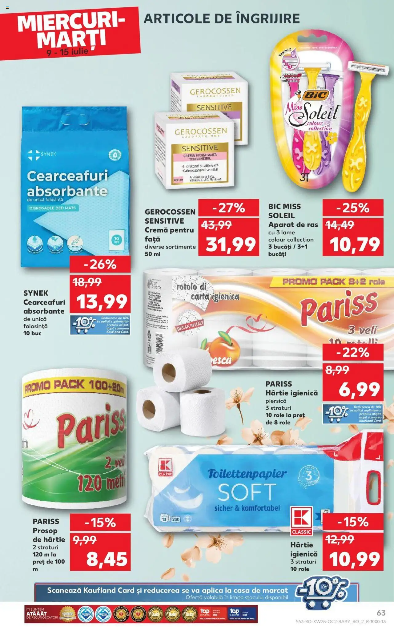 Catalog Kaufland - Bucureşti – valabil de la 09.07.2025 | Pagină: 63 | Produse: Piersică, Aparat De Ras, Cremă, Absorbante