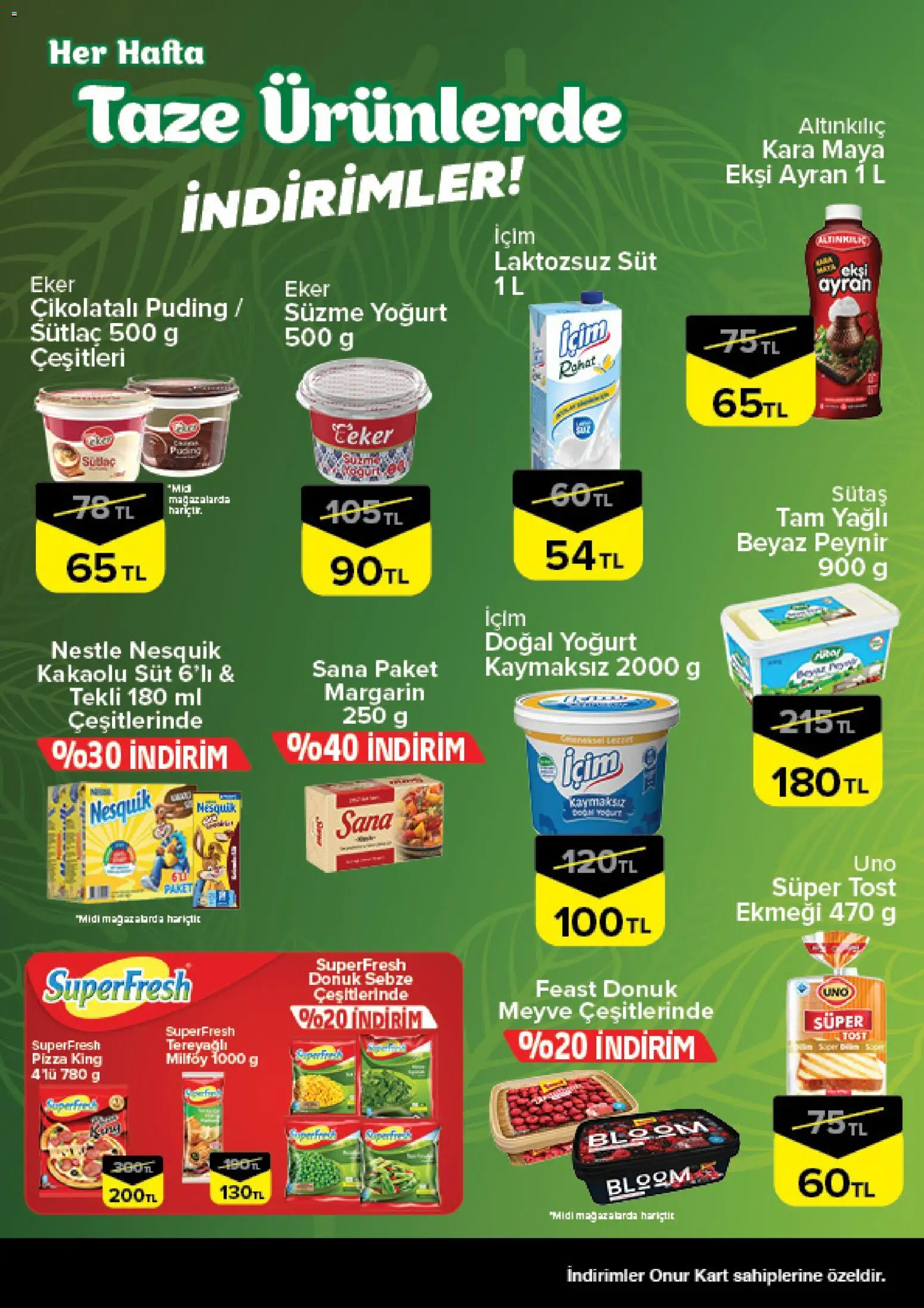 Onur Market Taze Ürünlerde İndirimler - Bursa - 15.01.2026 tarihinden itibaren geçerlidir | Sayfa: 3 | Ürünler: Süt, Pizza, Sebze, Meyve