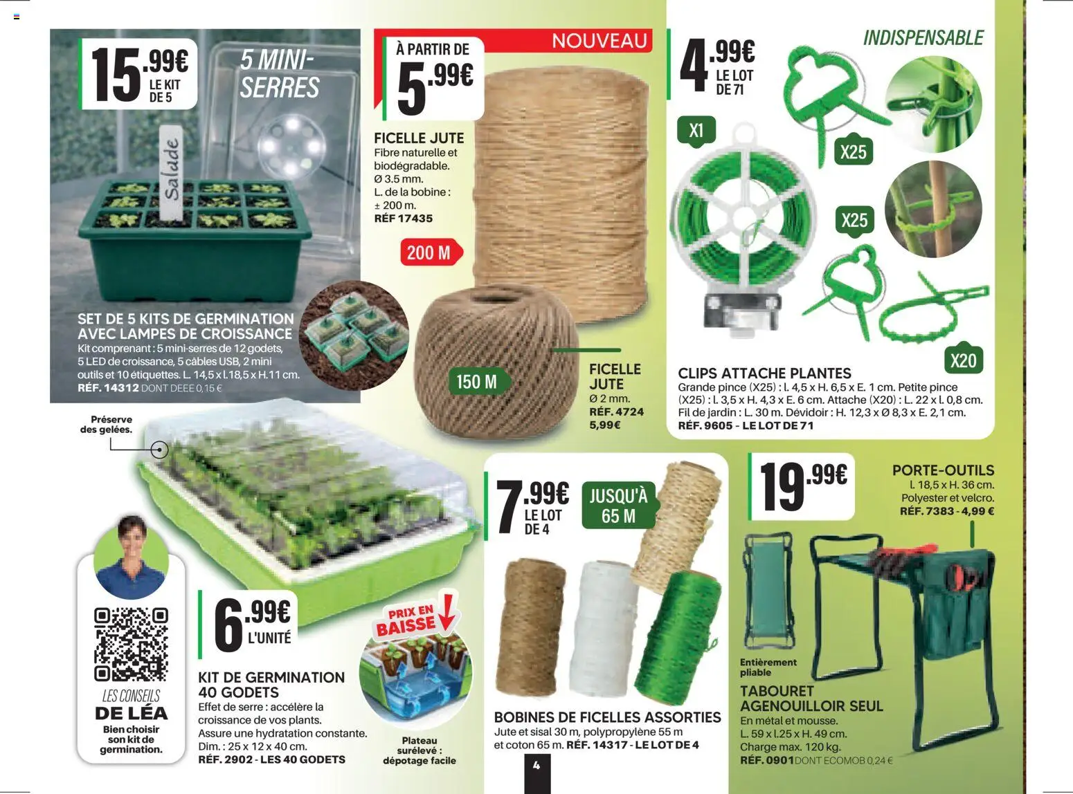 {H1} | Page: 4 | Produits: Salade, Plateau, Plantes, Coton