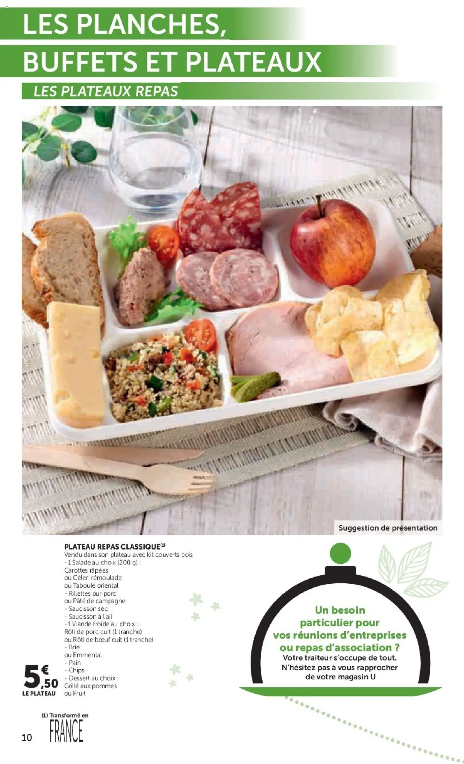 {H1} | Page: 10 | Produits: Salade, Saucisson, Plateau, Brie