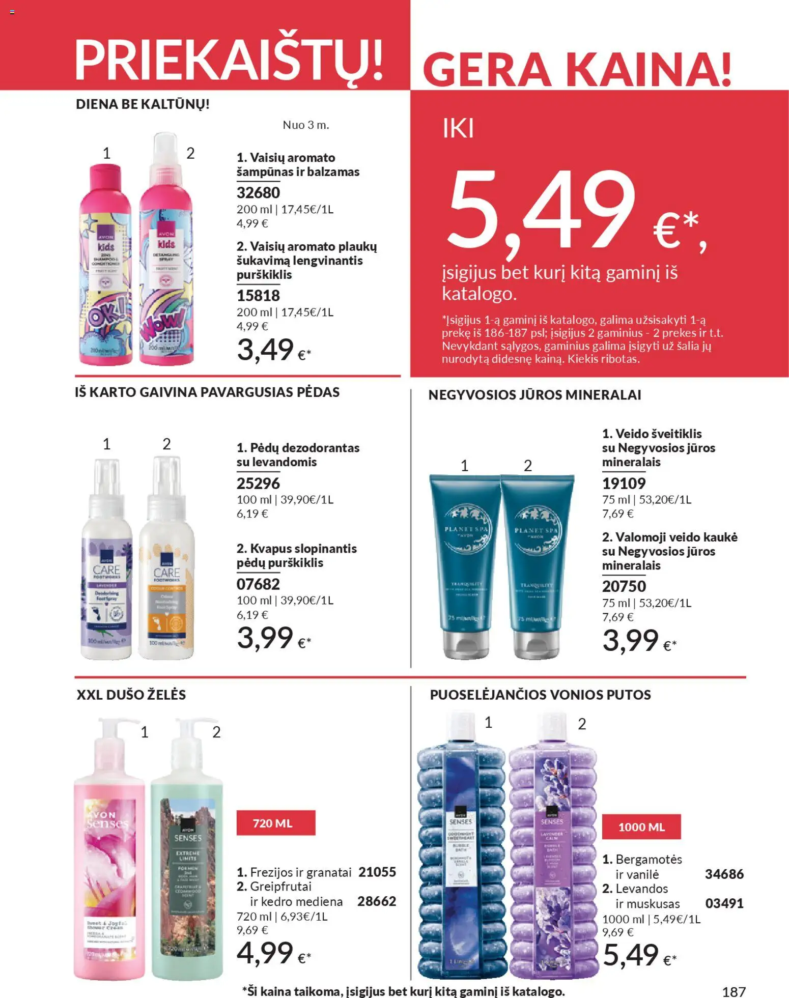 AVON akcijos nuo 01.01.2026 | Puslapis: 187 | Prekių: Šampūnas, Kaukė, Vonios putos, Veido kaukė
