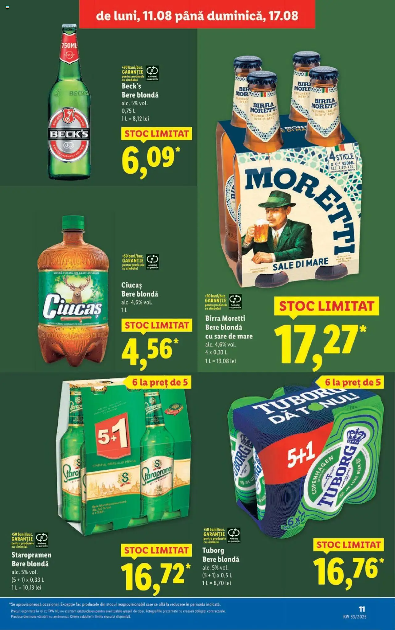Catalog Lidl – valabil de la 11.08.2025 | Pagină: 11 | Produse: Bere, Sare