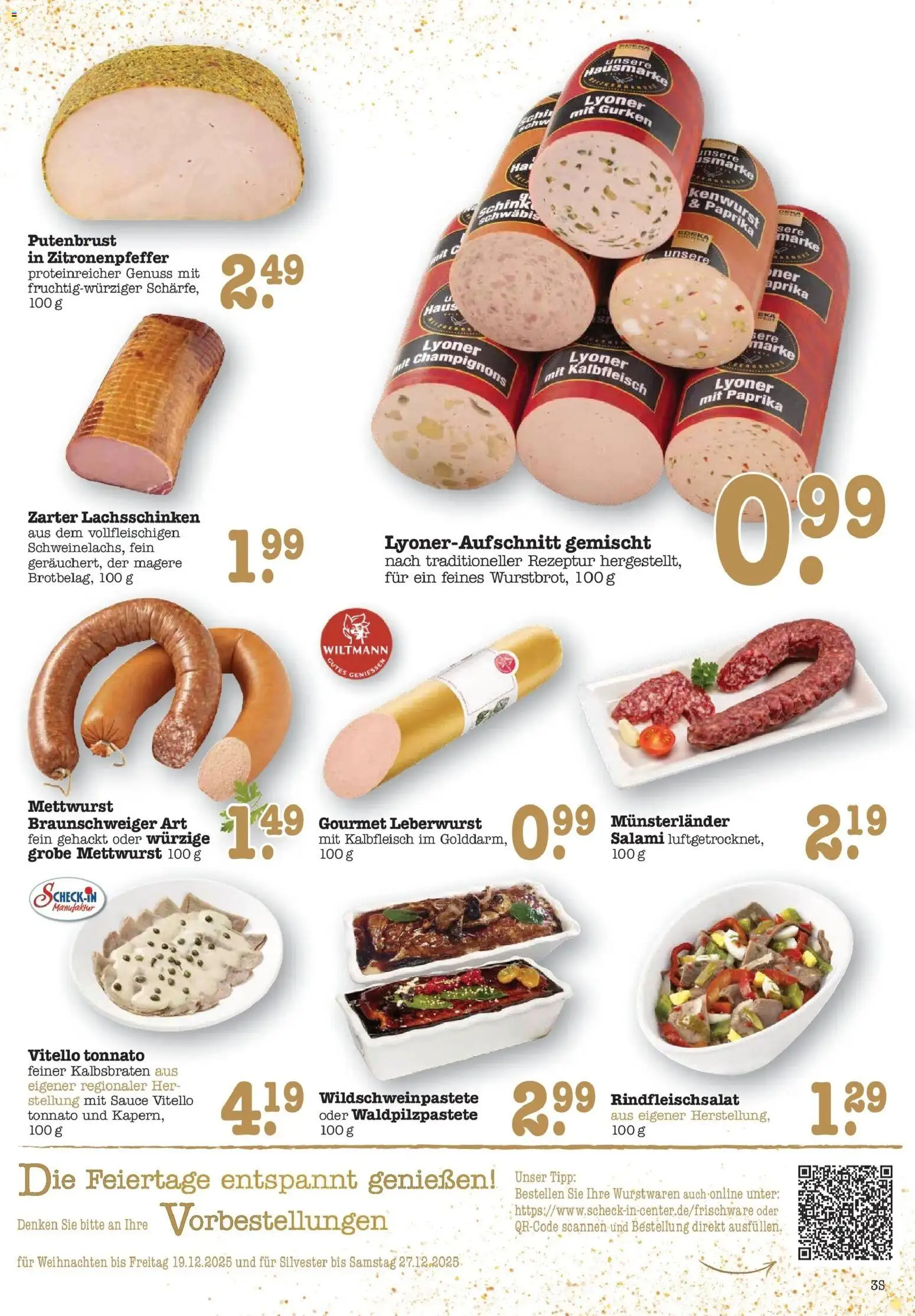 Edeka prospekt Bühlertal	 – gültig ab 08.12.2025 | Seite: 3 | Produkte: Champignons, Paprika, Salami, Gurken