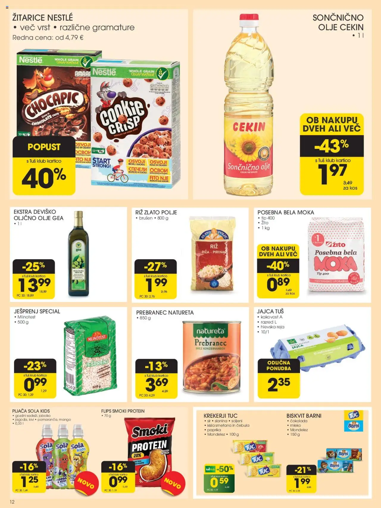 Tuš katalog │ velja od 27.08.2025 | Stran: 12 | Izdelki: Moka, Riz, Kisla smetana, Smetana