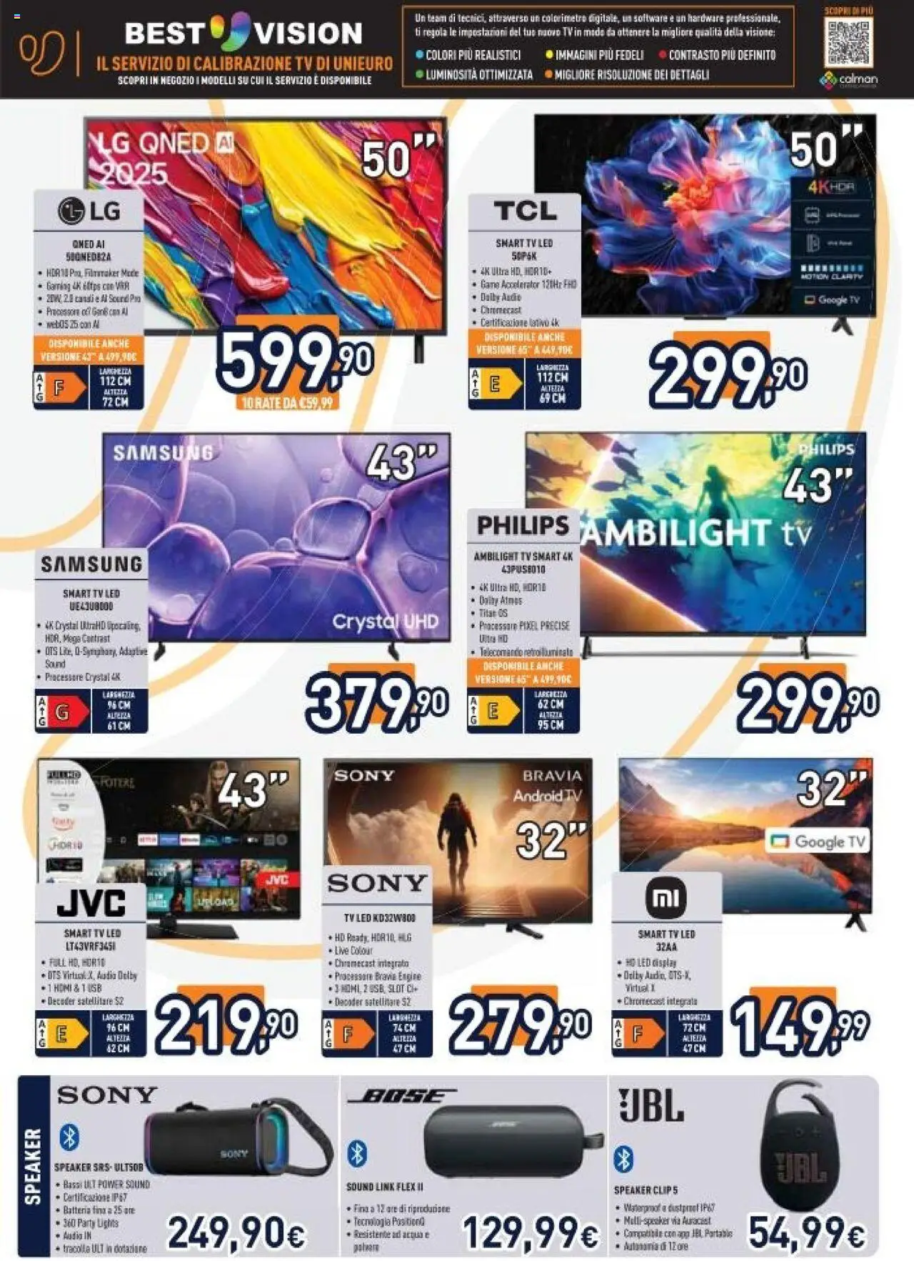 Volantino Unieuro del 22.08.2025 | Pagina: 16 | Prodotti: Acqua, Satellitare, Speaker, Samsung