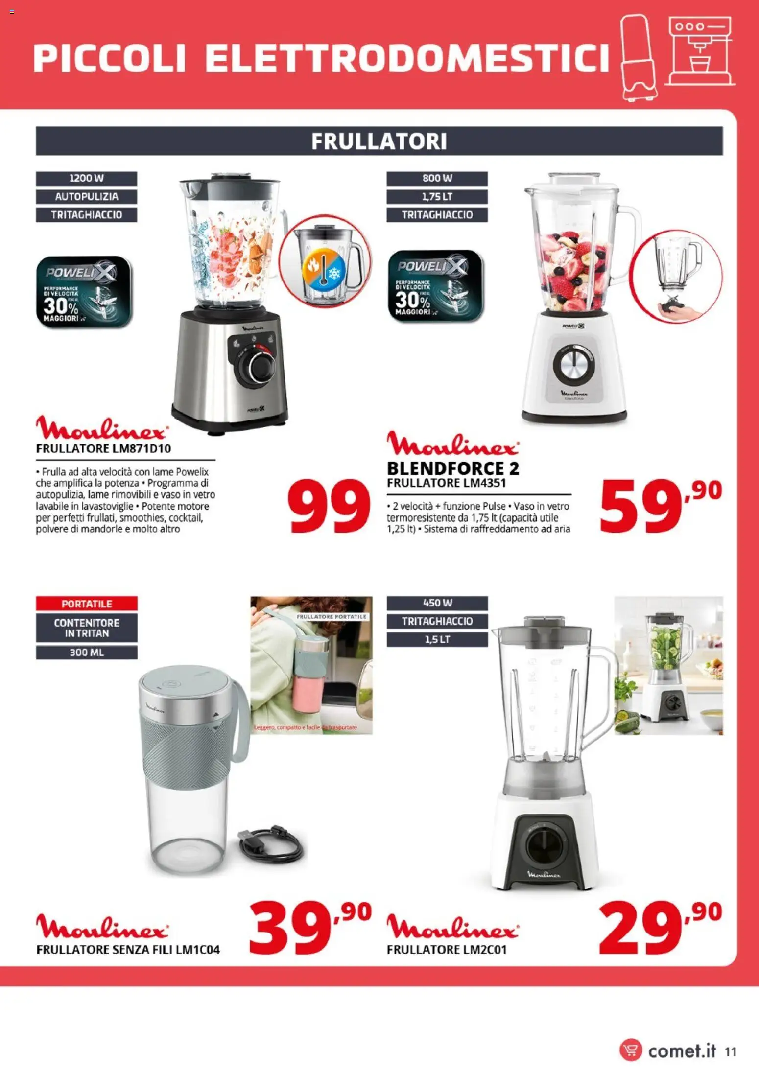 Volantino Comet del 10.04.2026 | Pagina: 11 | Prodotti: Frullatore, Mandorle, Contenitore, Vaso