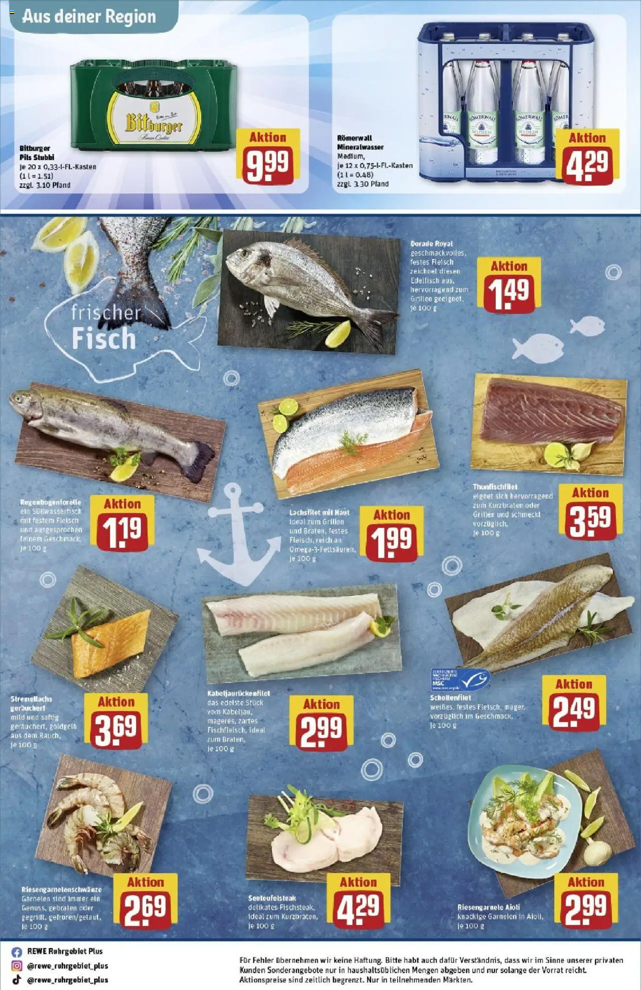 Rewe prospekt Duisburg / Duissern	 - gültig ab dem 01.06.2025 | Seite: 30 | Produkte: Garnelen, Mineralwasser, Steak, Fleisch