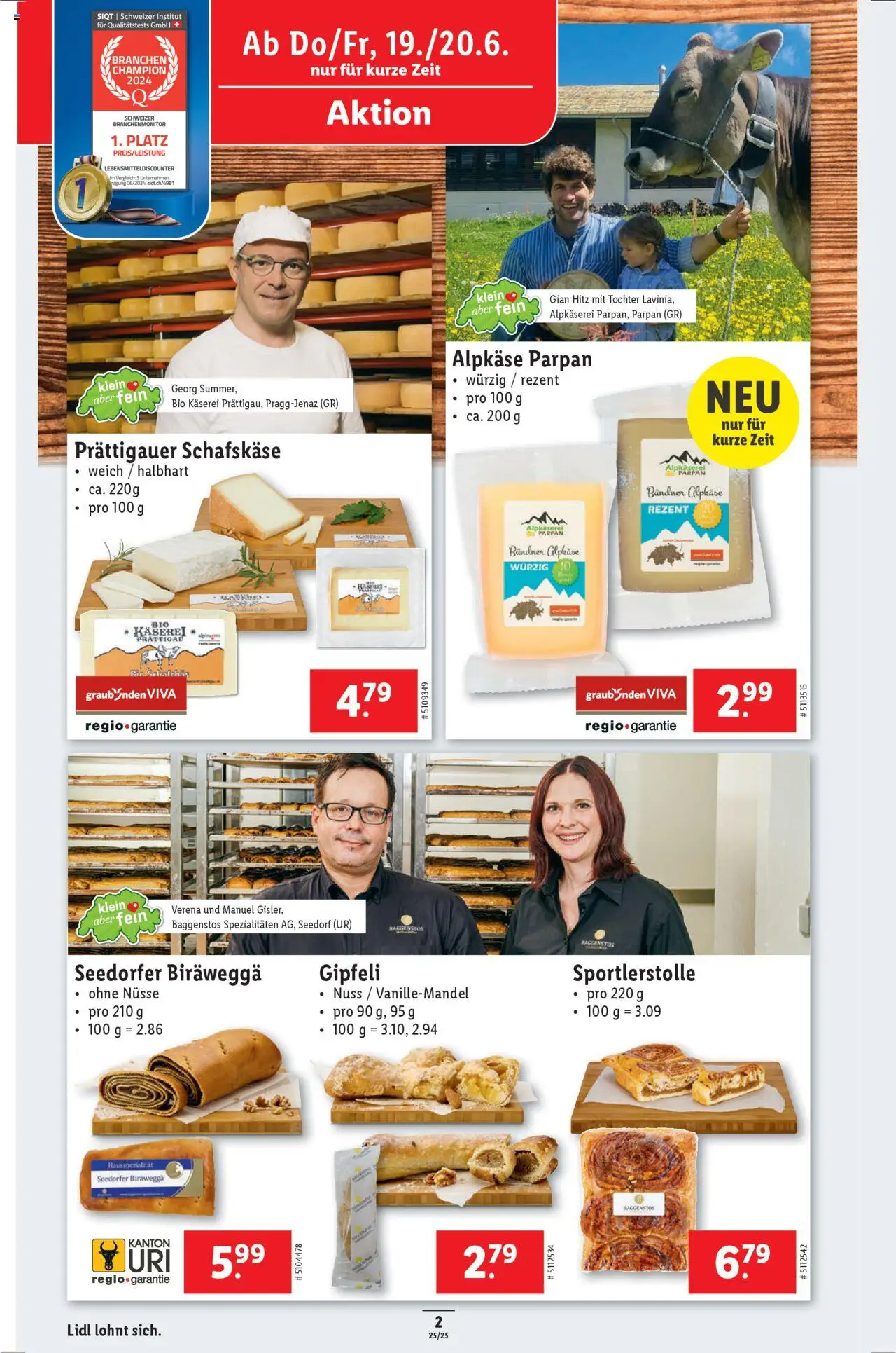 Lidl Aktionen Klein aber fein ab 19.06.2025 | Seite: 2 | Produkte: Gipfeli, Nüsse