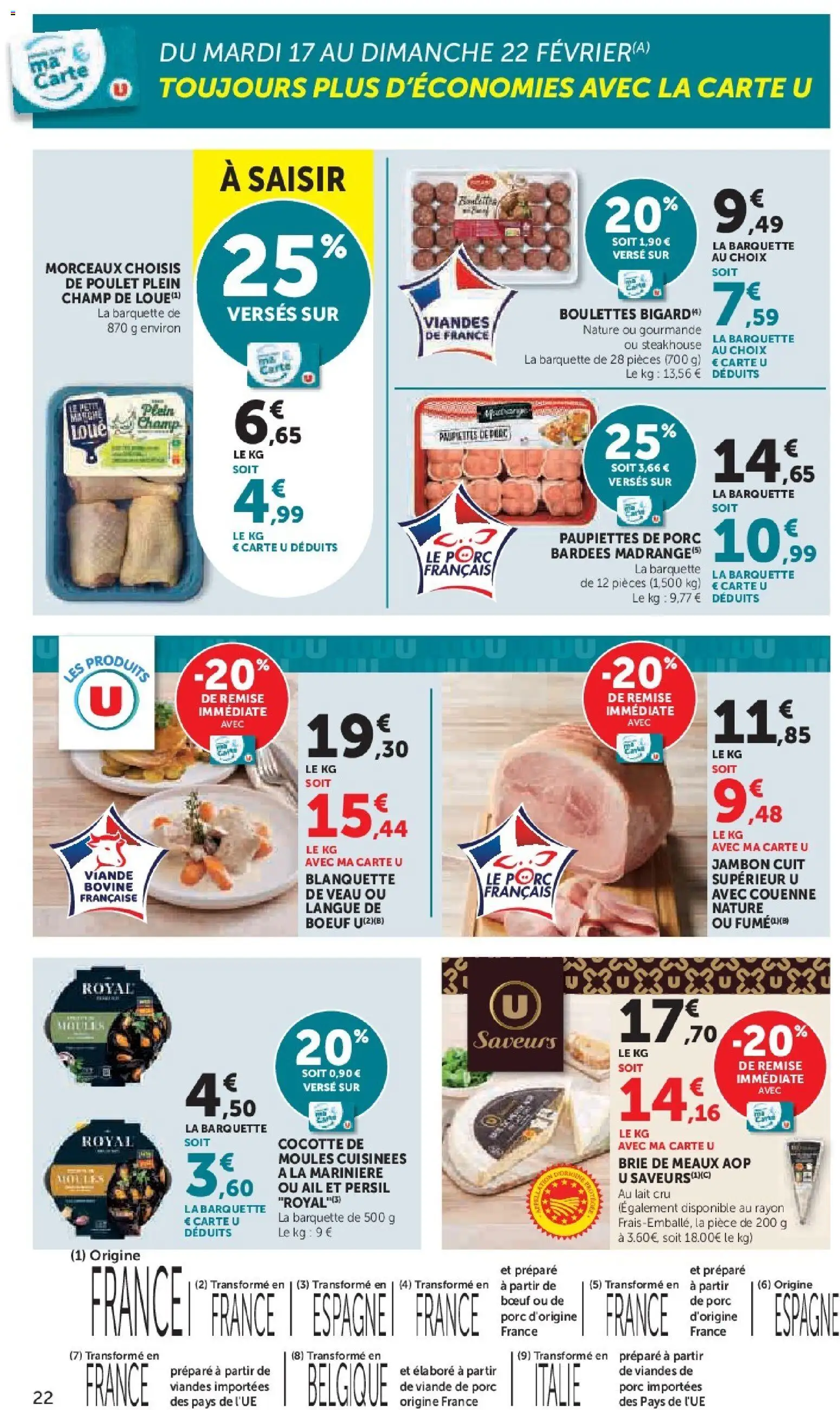 {H1} | Page: 22 | Produits: Viande de porc, Ail, Brie de meaux aop, Lait