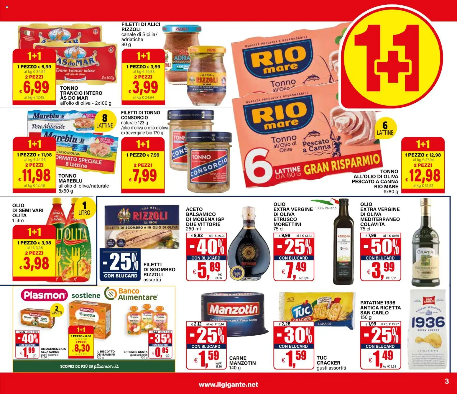 Volantino Il Gigante del 10.11.2025 | Pagina: 3 | Prodotti: Patatine, Tonno, Aceto, Olio di Oliva