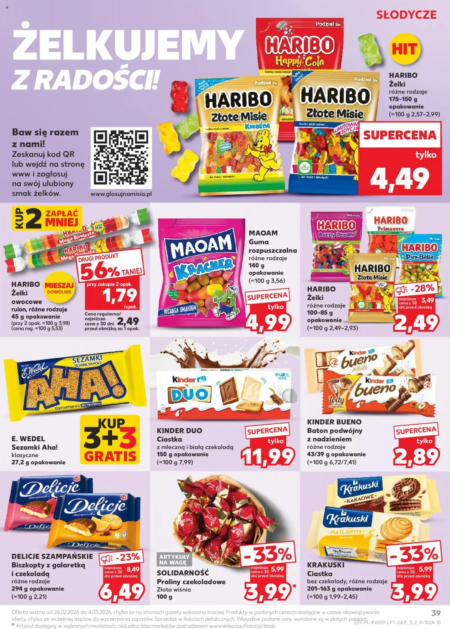 Kaufland gazetka od 26.02.2026 | Strona: 39 | Produkty: Galaretka, Kinder Bueno, Żelki, Czekolada