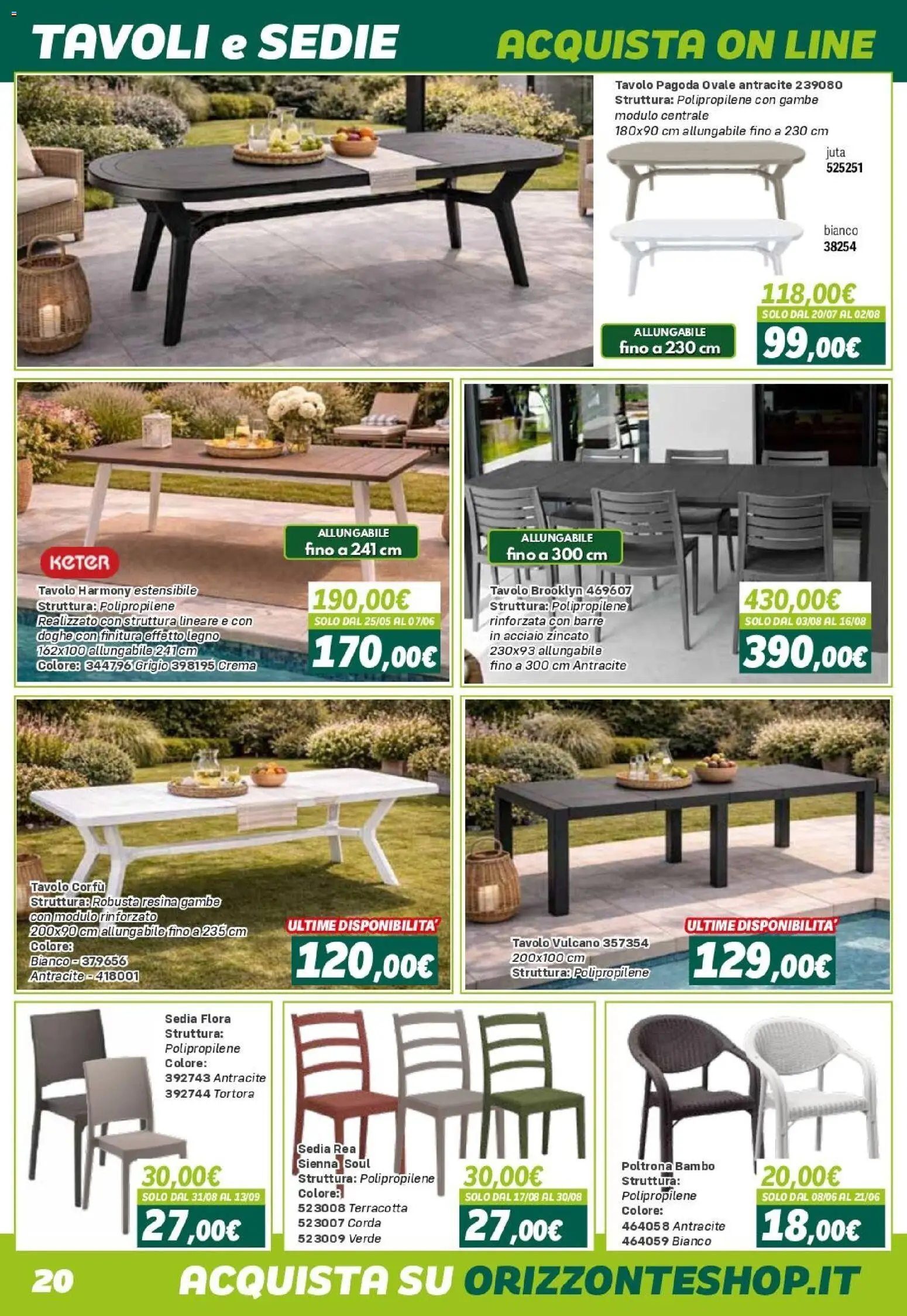 Volantino Orizzonte del 24.04.2026 | Pagina: 20 | Prodotti: Crema, Poltrona, Tavolo, Sedia