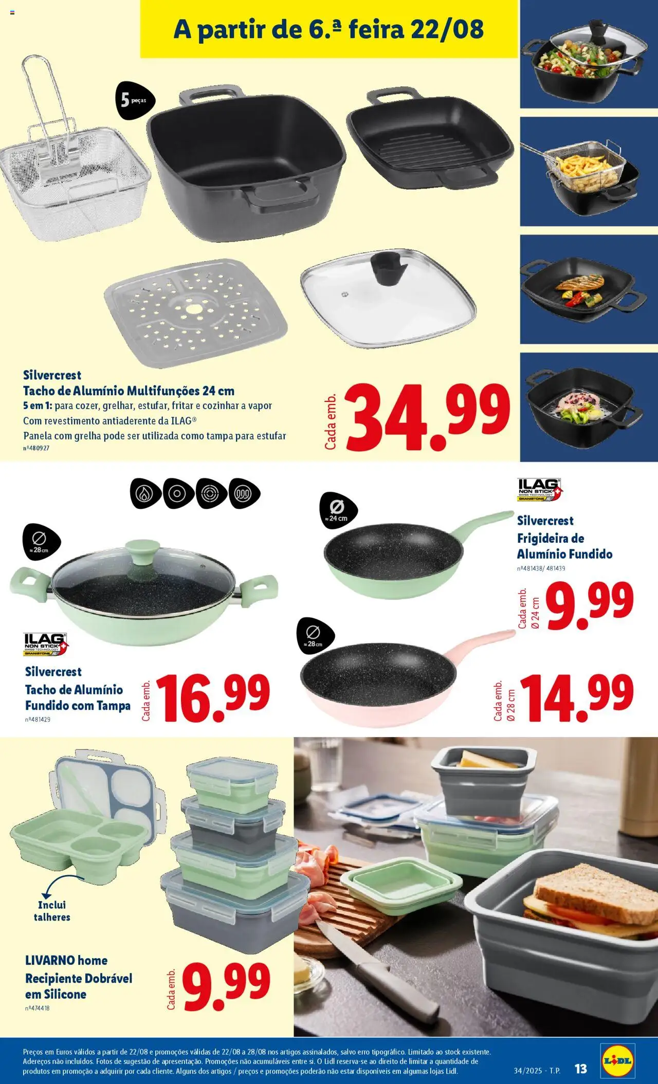 Lidl Novidades │ válido de 18.08.2025 | Página: 13 | Produtos: Frigideira, Talheres, Panela