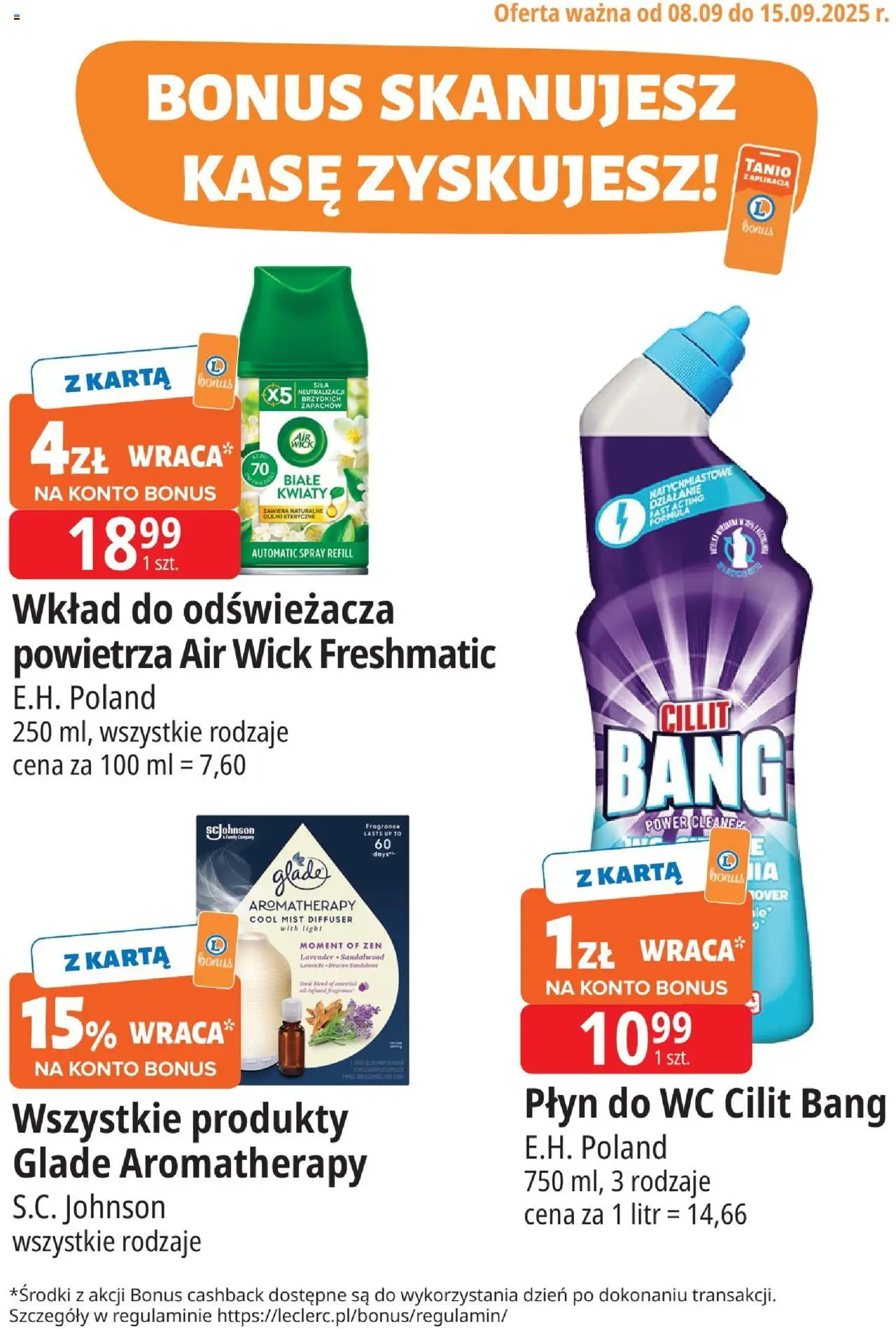 E.Leclerc Gazetka - Warszawa Jerozolimskie kupony dodatkowe od 08.09.2025 | Strona: 3 | Produkty: Karta, Cleaner, Kwiaty