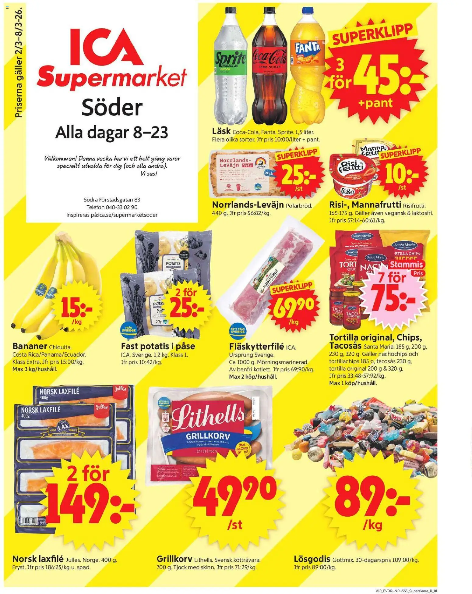 ICA Supermarket reklamblad aktuell från 02.03.2026 | Sida: 1
