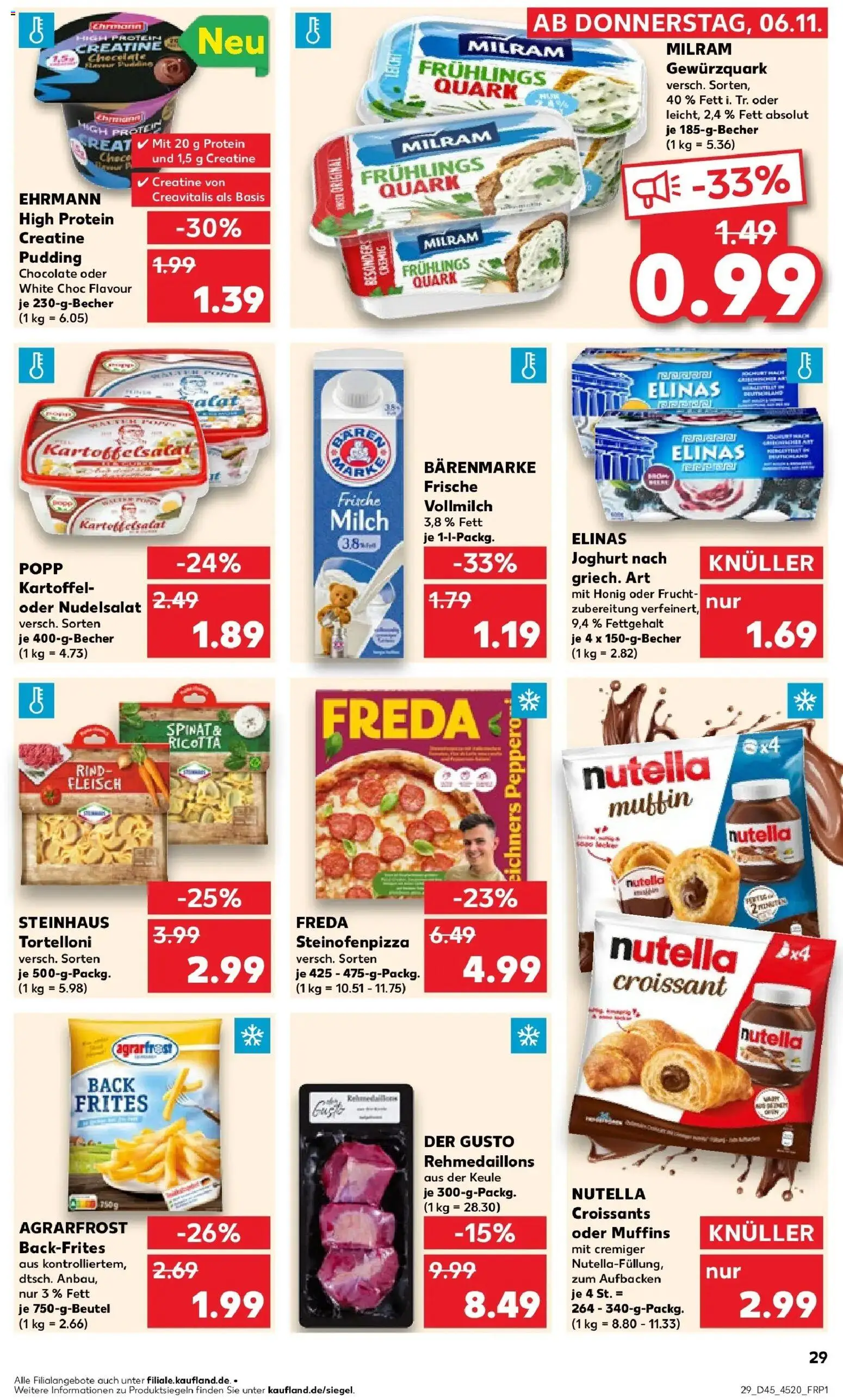 Kaufland prospekt Garbsen	 – gültig ab 06.11.2025 | Seite: 29 | Produkte: Quark, Nutella, Pizza, Fleisch