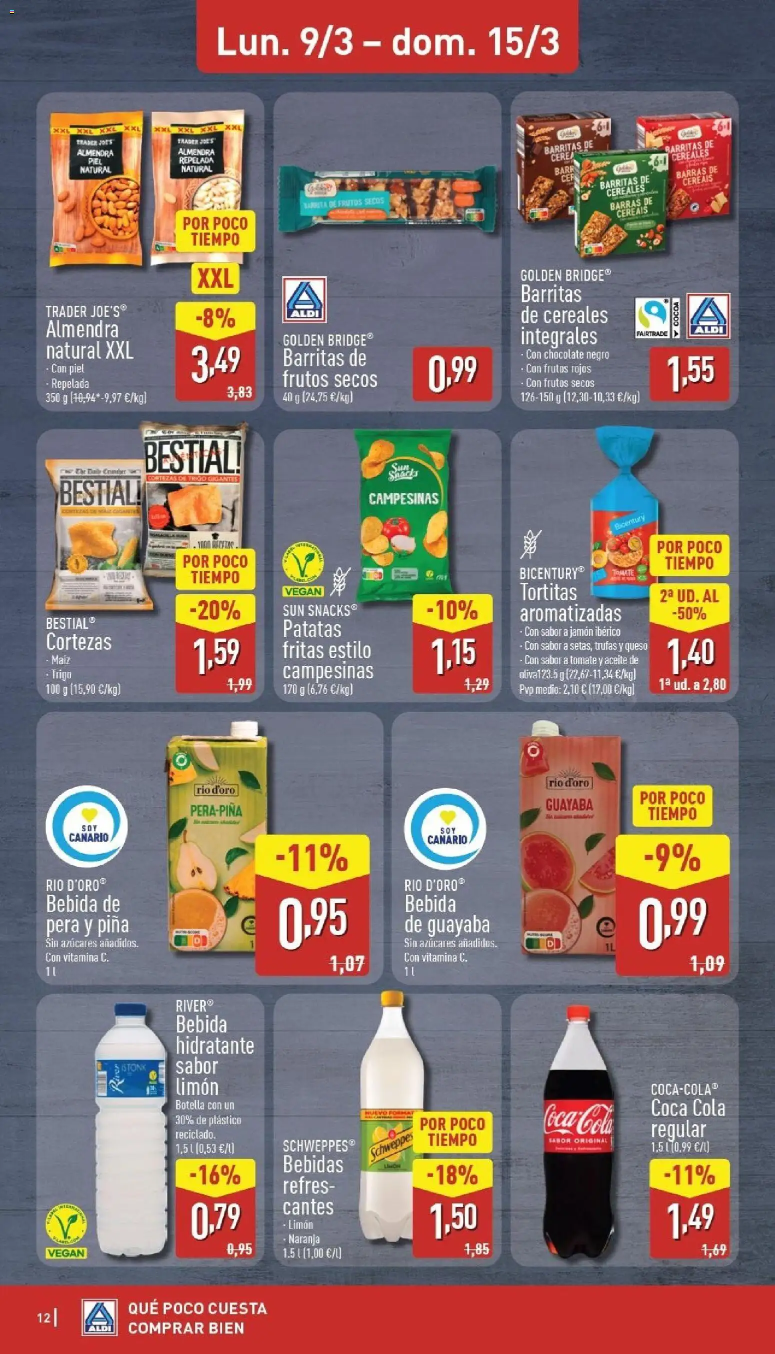 Aldi folleto Canarias │ válido desde el 09.03.2026 | Página: 12 | Productos: Jamón ibérico, Piña, Cereales, Aceite de oliva