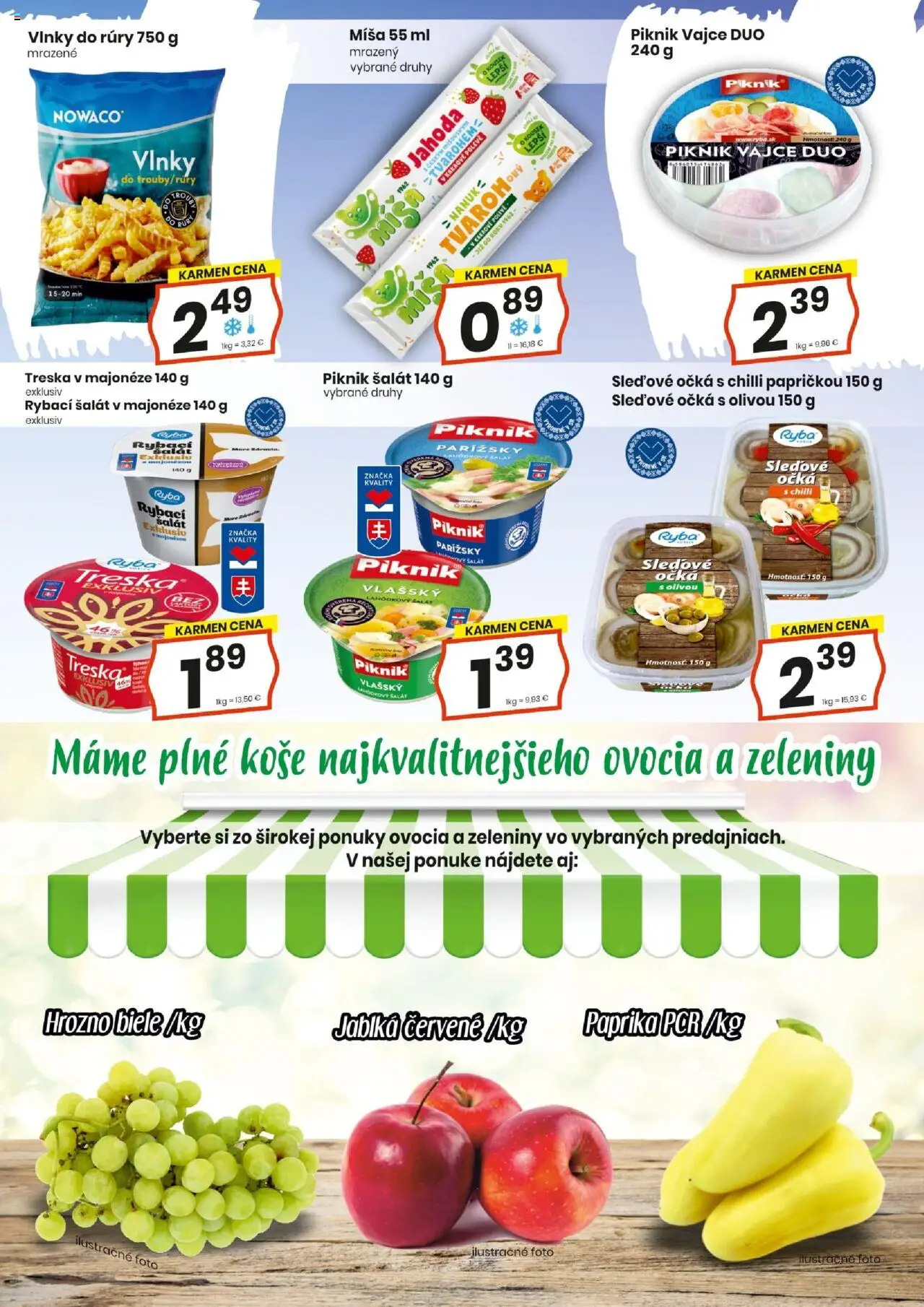Nové KARMEN CBA akcie – leták je platný od 18.09.2025 | Strana: 8 | Produkty: Jablká, Chilli, Ryba, Šalát