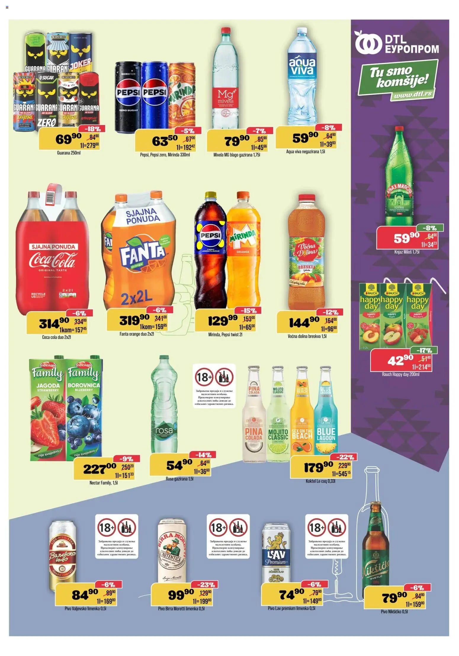 Europrom katalog - važi od 11.02.2026 | Strana: 9 | Proizvode: Birra Moretti, Jagoda, Breskva, Pepsi