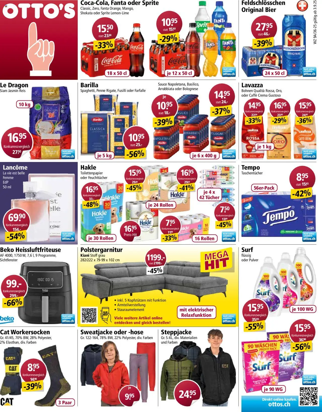 Otto's Aktionen ab 26.08.2025 | Seite: 1 | Produkte: Coca Cola, Sprite, Barilla, Pulver
