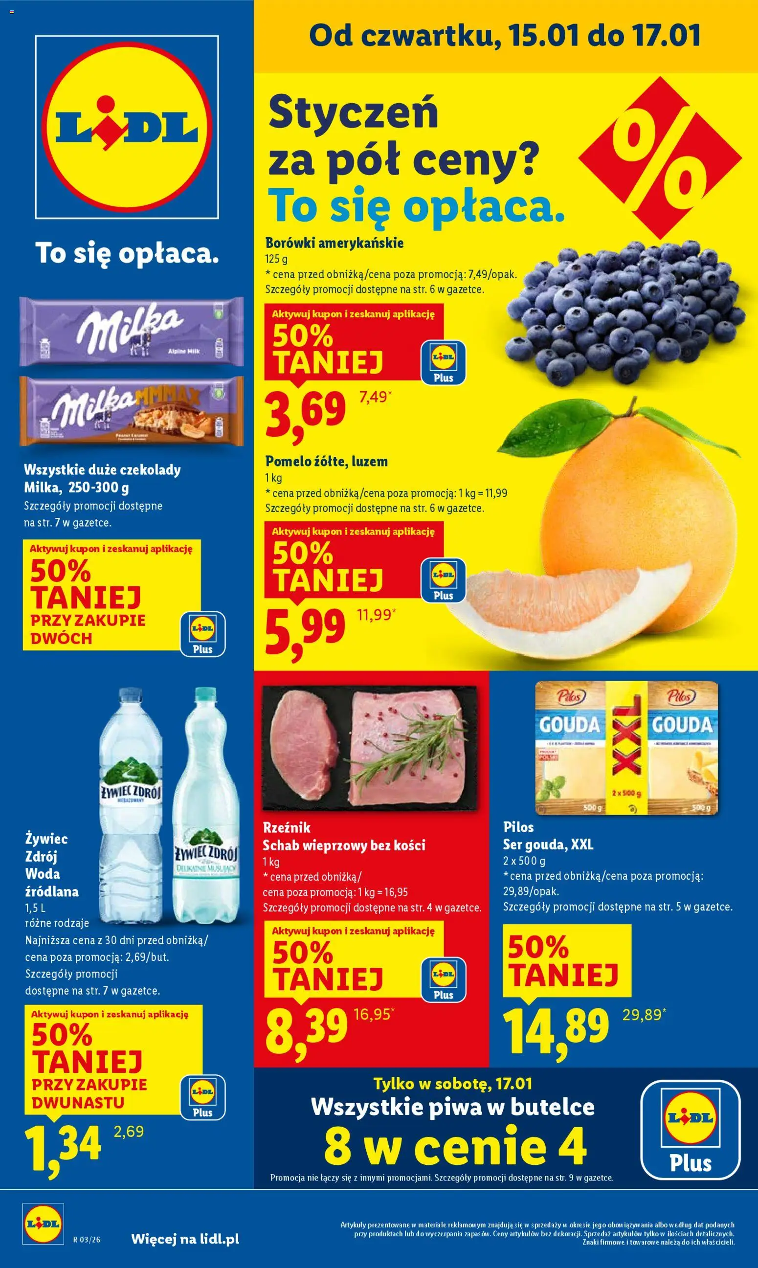 Lidl Gazetka od 15.01.2026 | Strona: 1 | Produkty: Schab, Schab wieprzowy, Schab wieprzowy bez kości, Ser