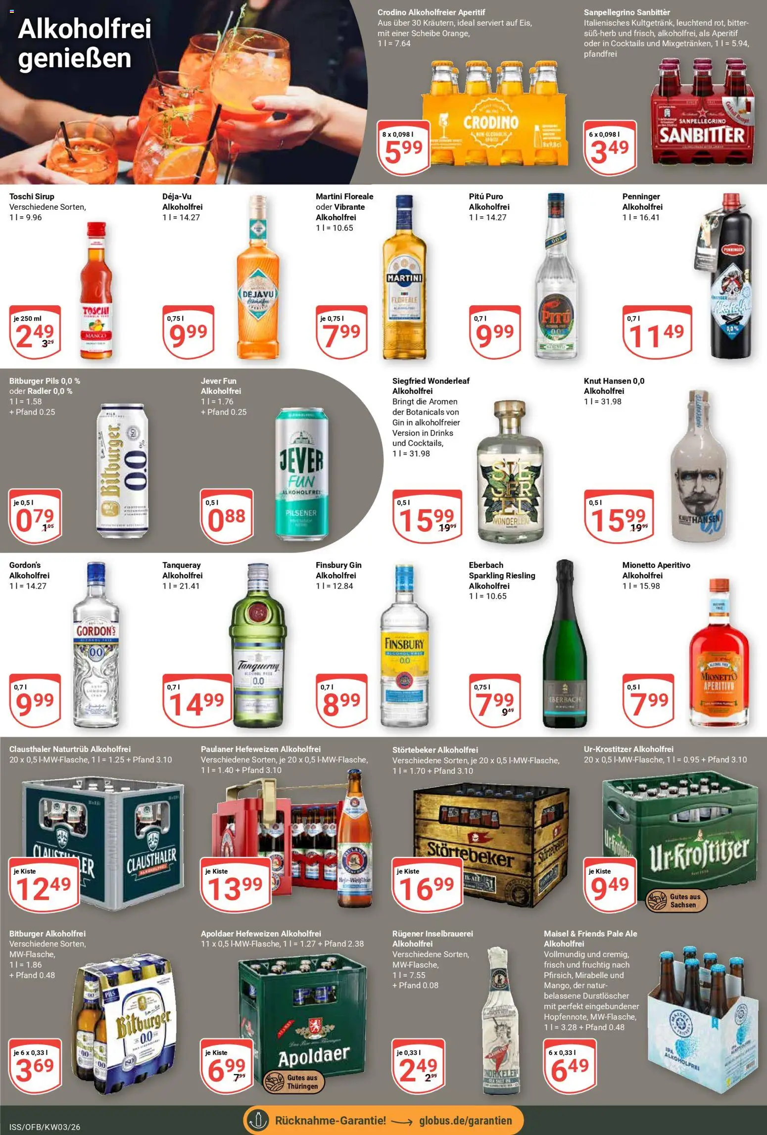 Globus Prospekt 	 – gültig ab 12.01.2026 | Seite: 15 | Produkte: Martini, Bitburger, Pils, Jever