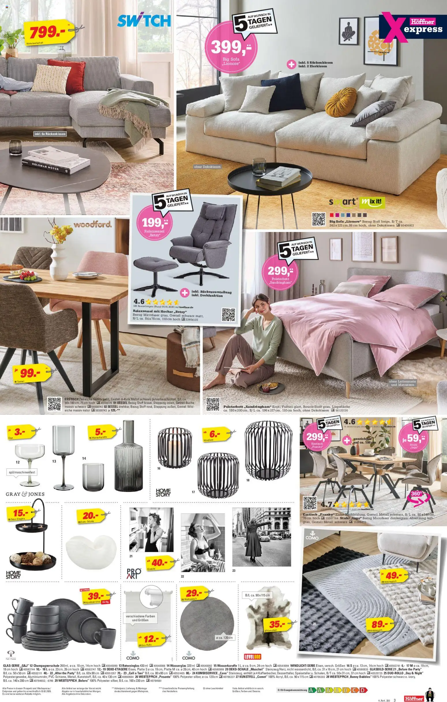 Höffner Prospekt 	 – gültig ab 28.01.2026 | Seite: 3 | Produkte: Bolero, Esstisch, Sessel, Stuhl