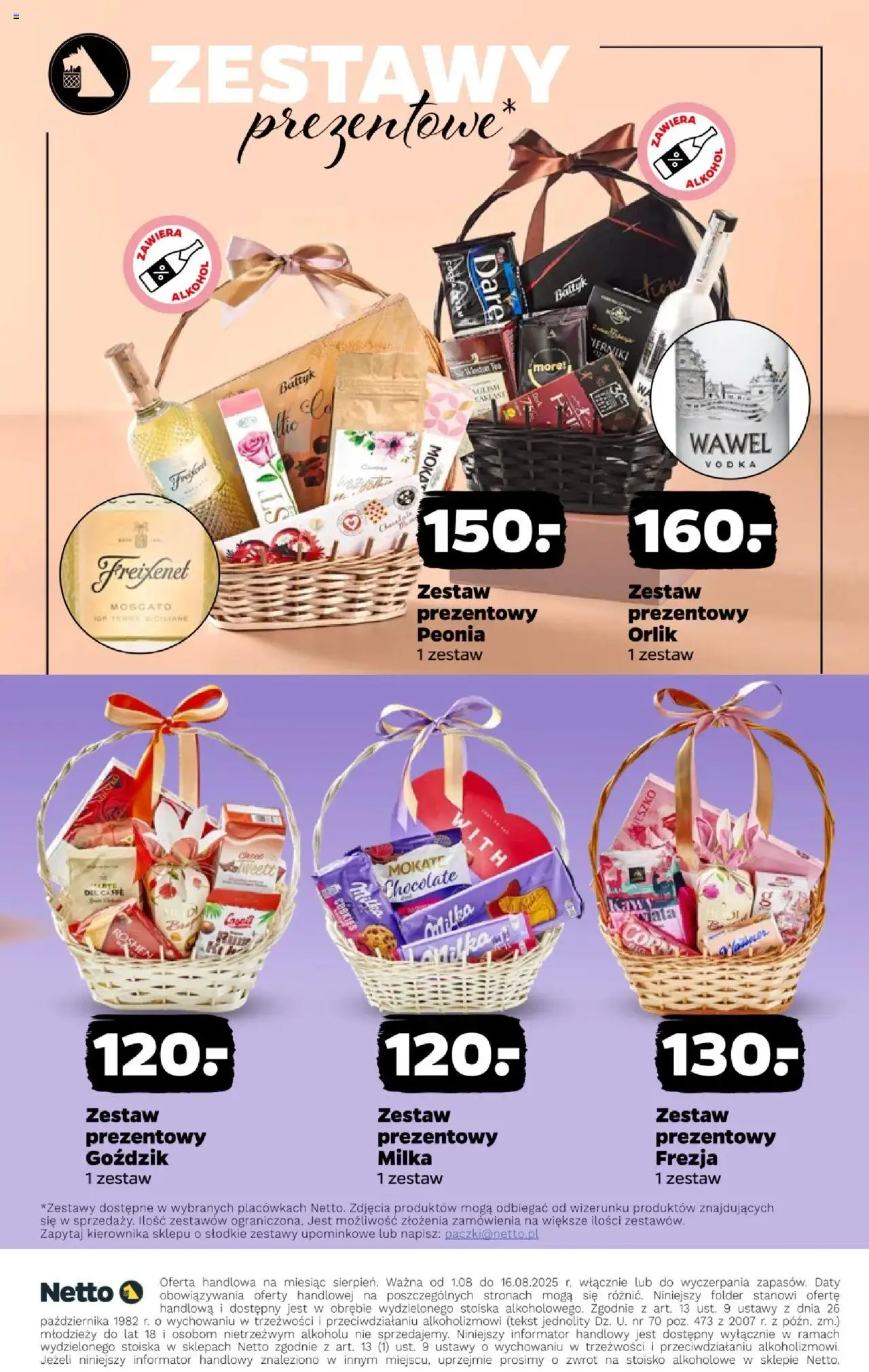 Netto gazetka - Mocna Kolekcja od 01.08.2025 | Strona: 23 | Produkty: Goździk, Milka, Vodka, Alkohol