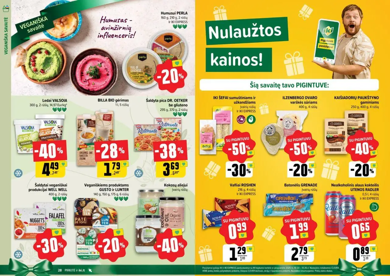 IKI akcijos nuo 20.10.2025 | Puslapis: 15 | Prekių: Ledai, Pica, Vafliai