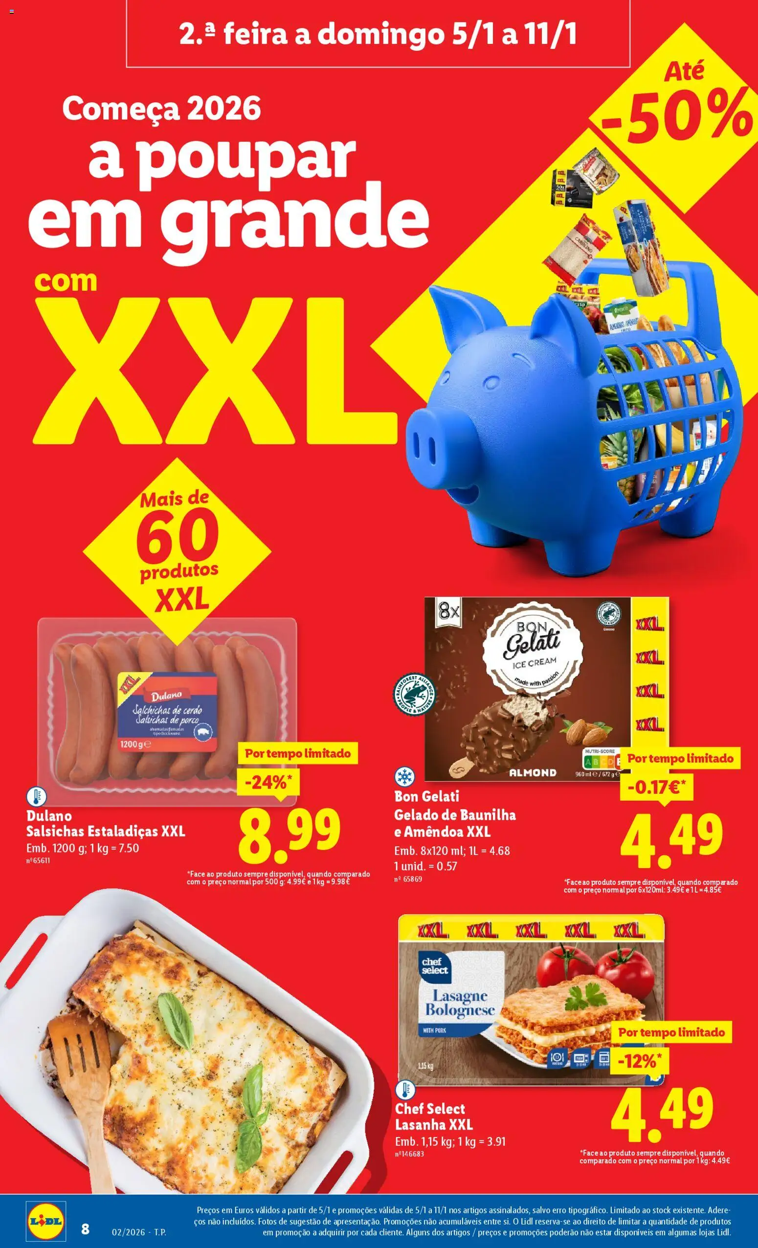 Lidl folheto │ válido de 05.01.2026 | Página: 8 | Produtos: Lasanha, Gelado