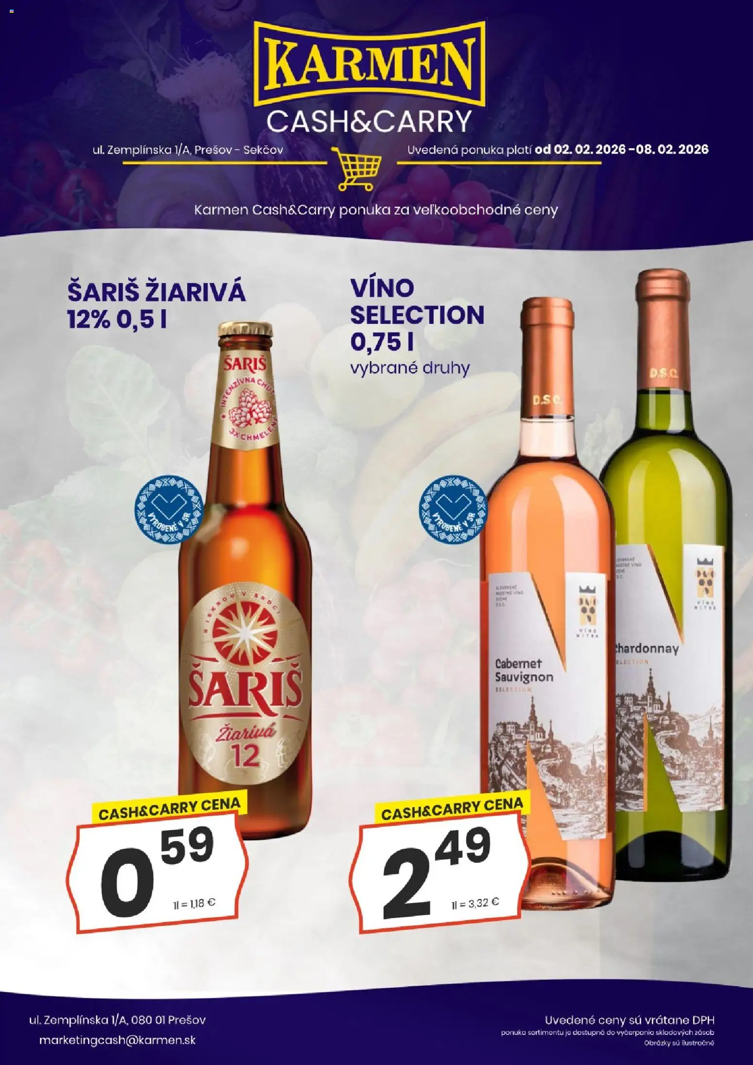 Nové KARMEN CBA akcie – leták je platný od 02.02.2026 | Strana: 4 | Produkty: Víno, Šariš