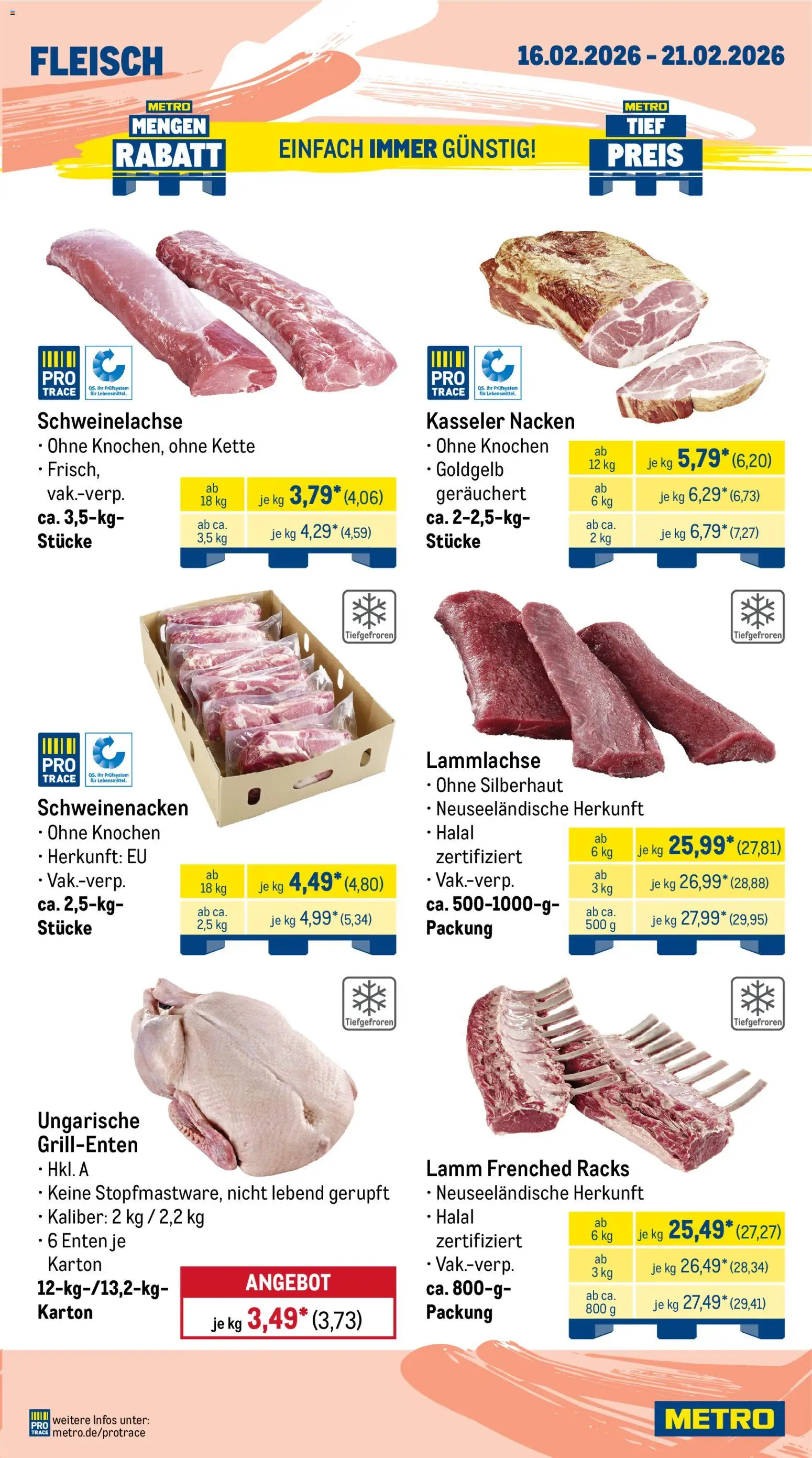 Metro Wochen-Angebote Gastro – gültig ab 16.02.2026 | Seite: 3 | Produkte: Schweinenacken, Kasseler nacken, Fleisch