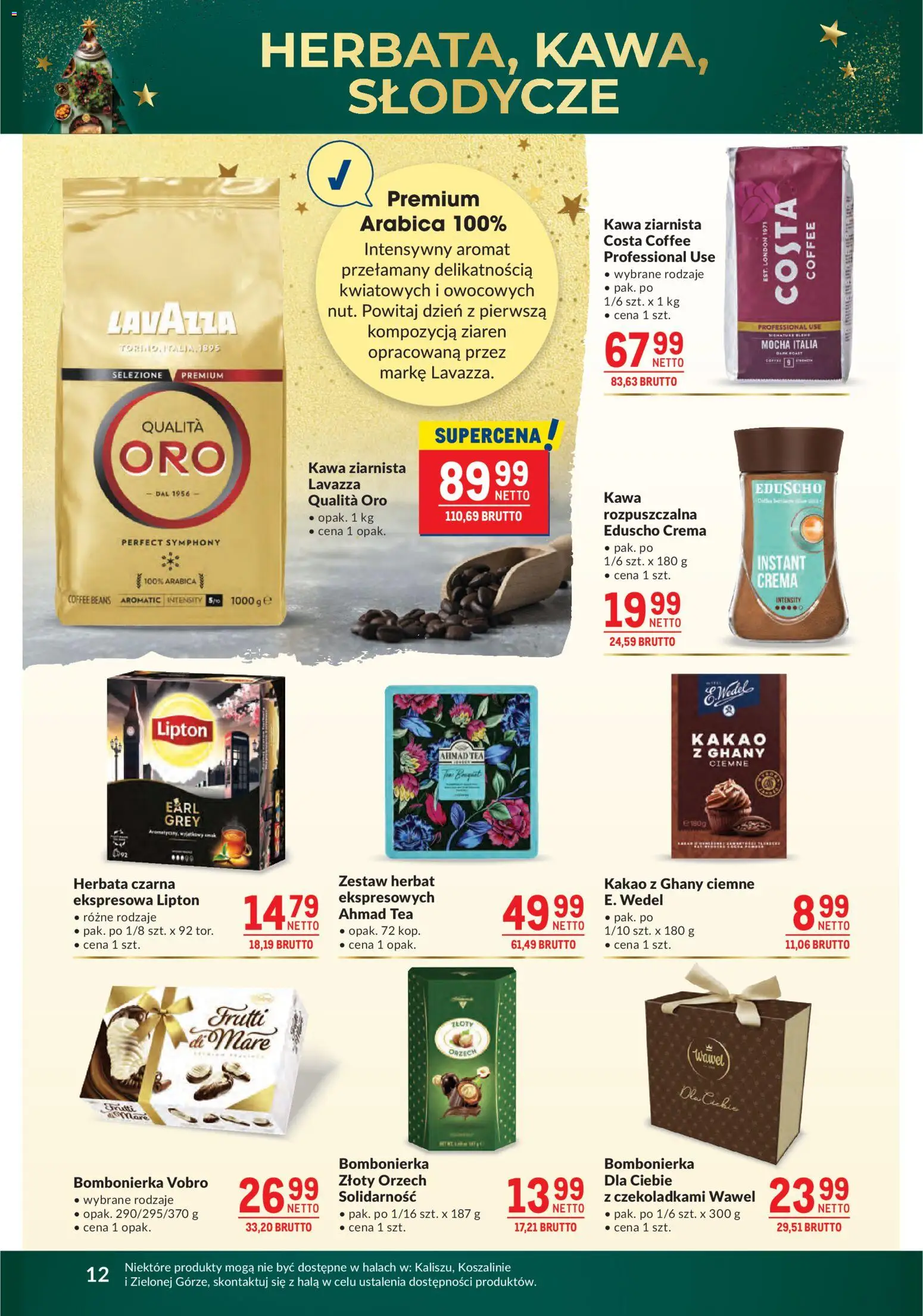 Makro Gazetka od 09.12.2025 | Strona: 12 | Produkty: Kakao, Kawa ziarnista, Lavazza, Herbata