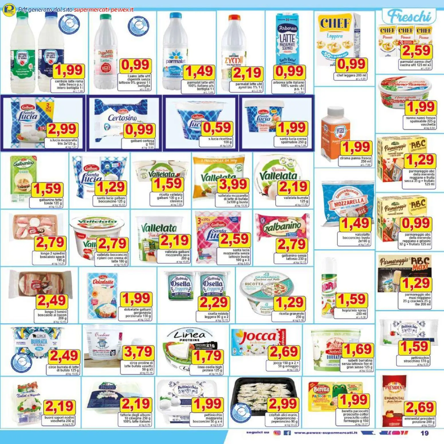 Volantino Pewex del 27.11.2025 | Pagina: 19 | Prodotti: Frutta, Mozzarella, Latte, Robiola