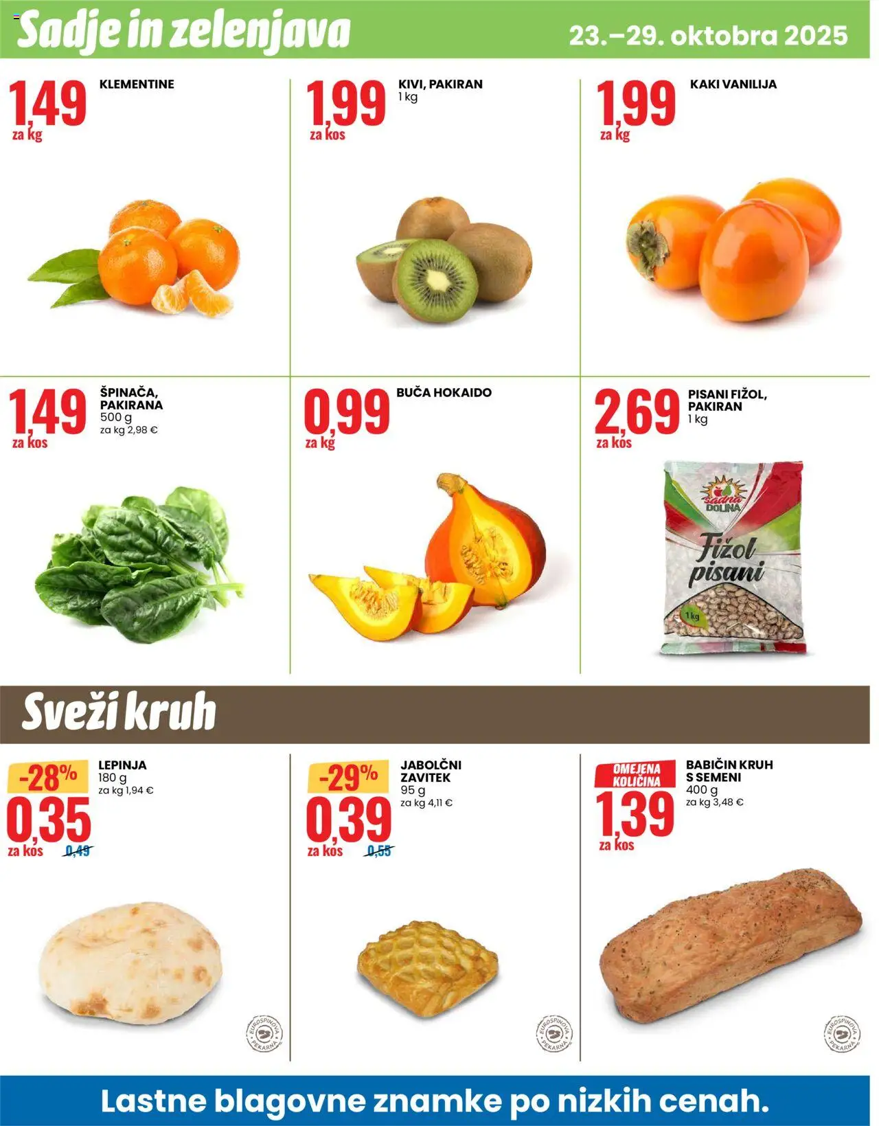 Novi Eurospin katalog ponudbe – veljaven od 23.10.2025 | Stran: 10 | Izdelki: Buca, Lepinja, Kruh, Sadje